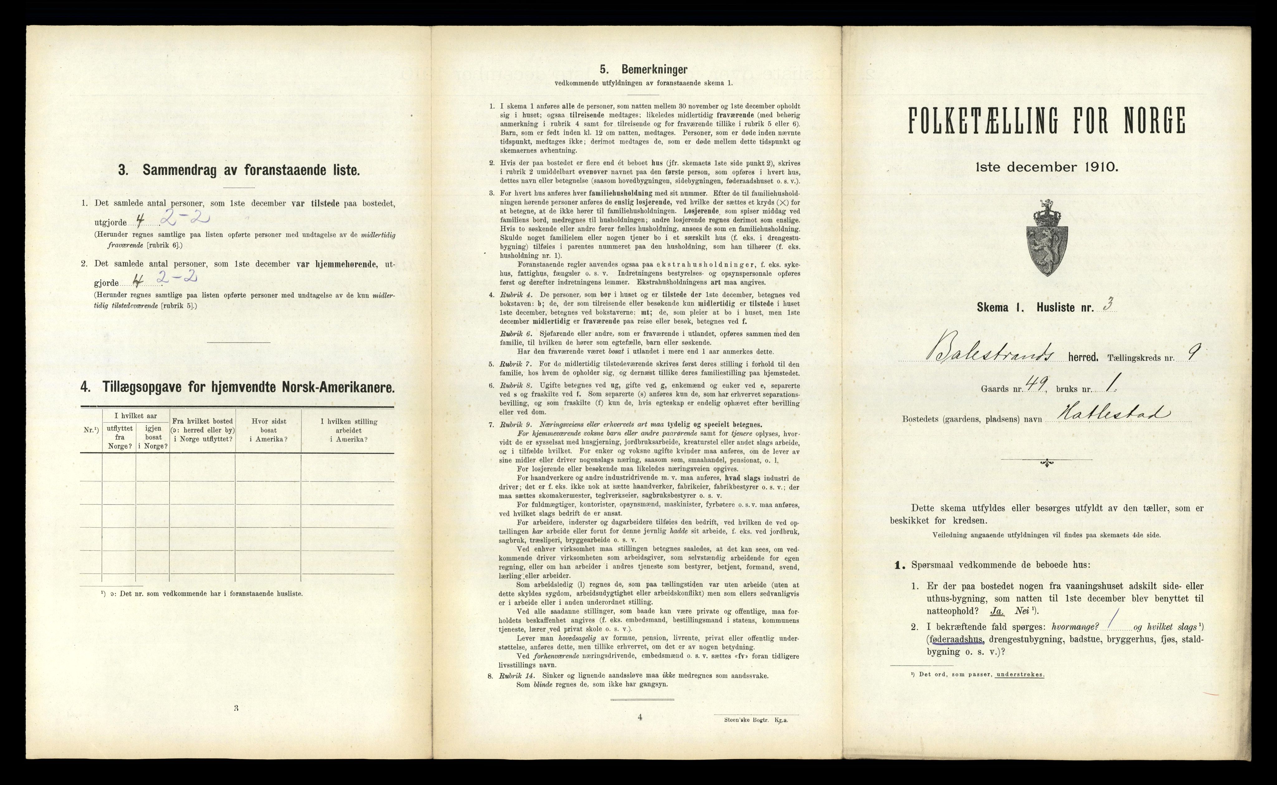 RA, 1910 census for Balestrand, 1910, p. 546