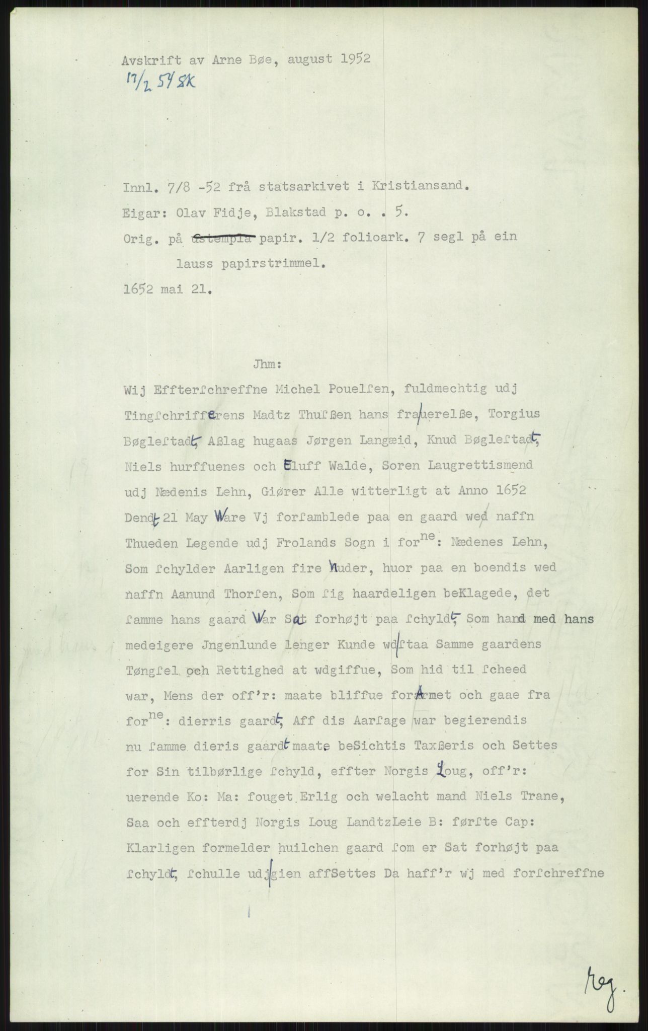 Samlinger til kildeutgivelse, Diplomavskriftsamlingen, AV/RA-EA-4053/H/Ha, p. 1868