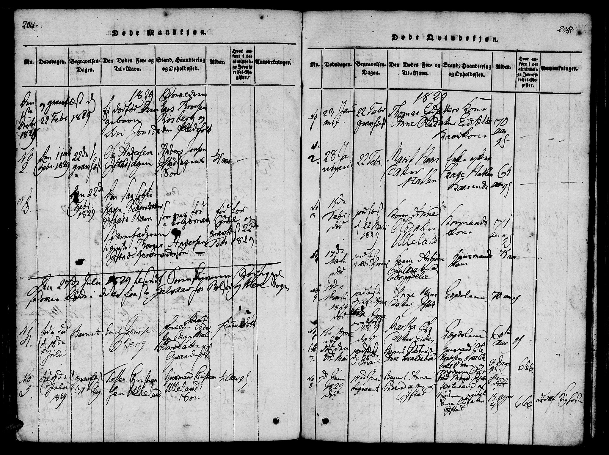 Ministerialprotokoller, klokkerbøker og fødselsregistre - Møre og Romsdal, AV/SAT-A-1454/557/L0679: Parish register (official) no. 557A01, 1818-1843, p. 204-205