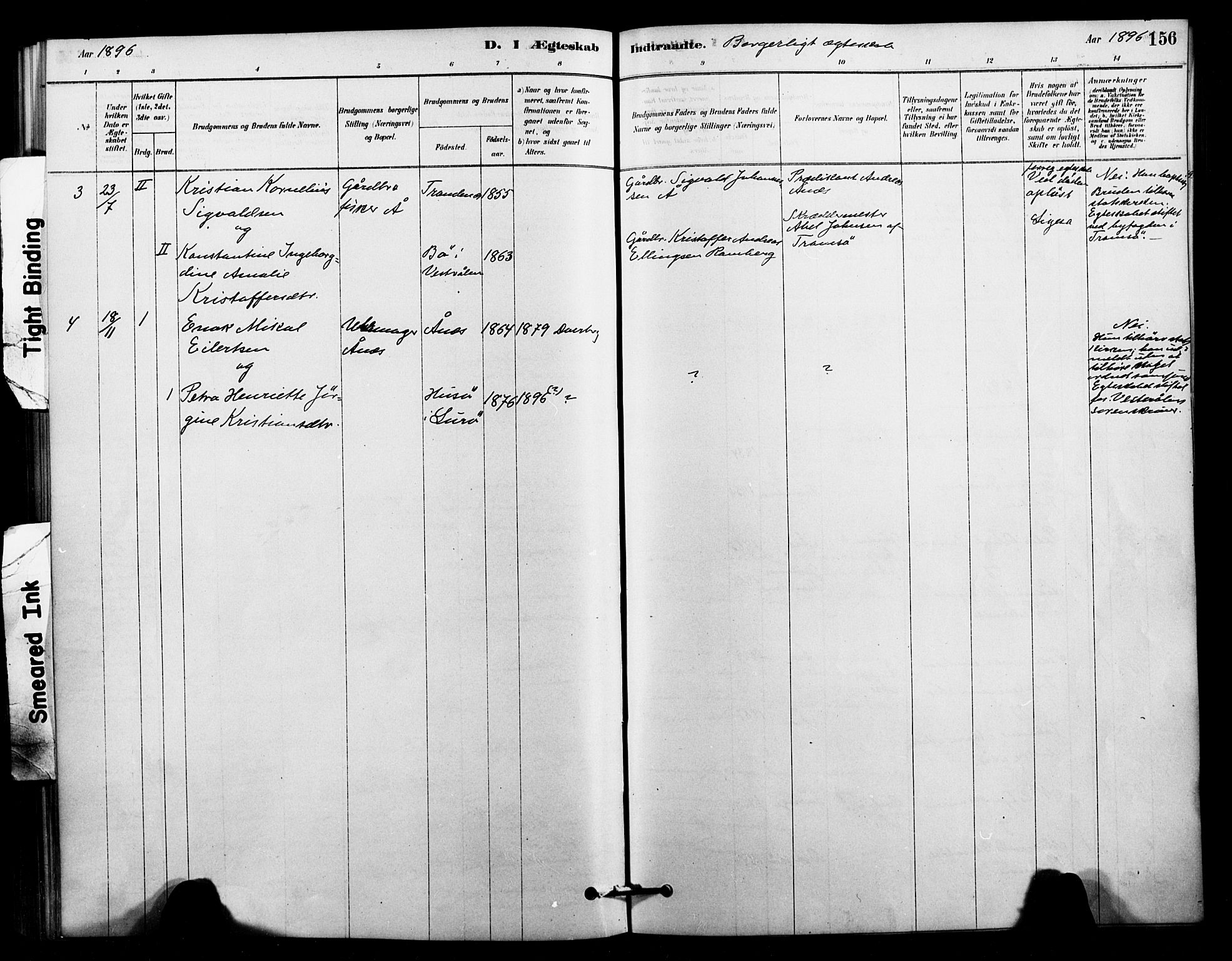 Ministerialprotokoller, klokkerbøker og fødselsregistre - Nordland, AV/SAT-A-1459/897/L1399: Parish register (official) no. 897C06, 1881-1896, p. 156