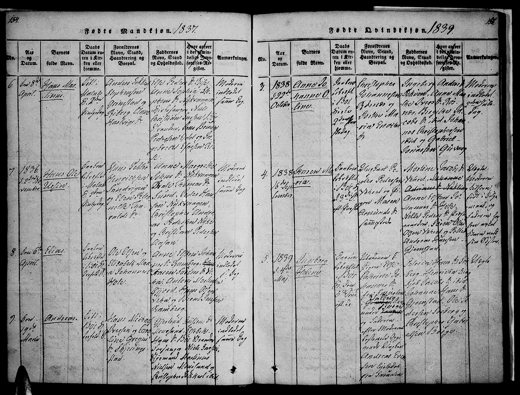 Ministerialprotokoller, klokkerbøker og fødselsregistre - Nordland, AV/SAT-A-1459/891/L1298: Parish register (official) no. 891A03, 1820-1840, p. 154-155