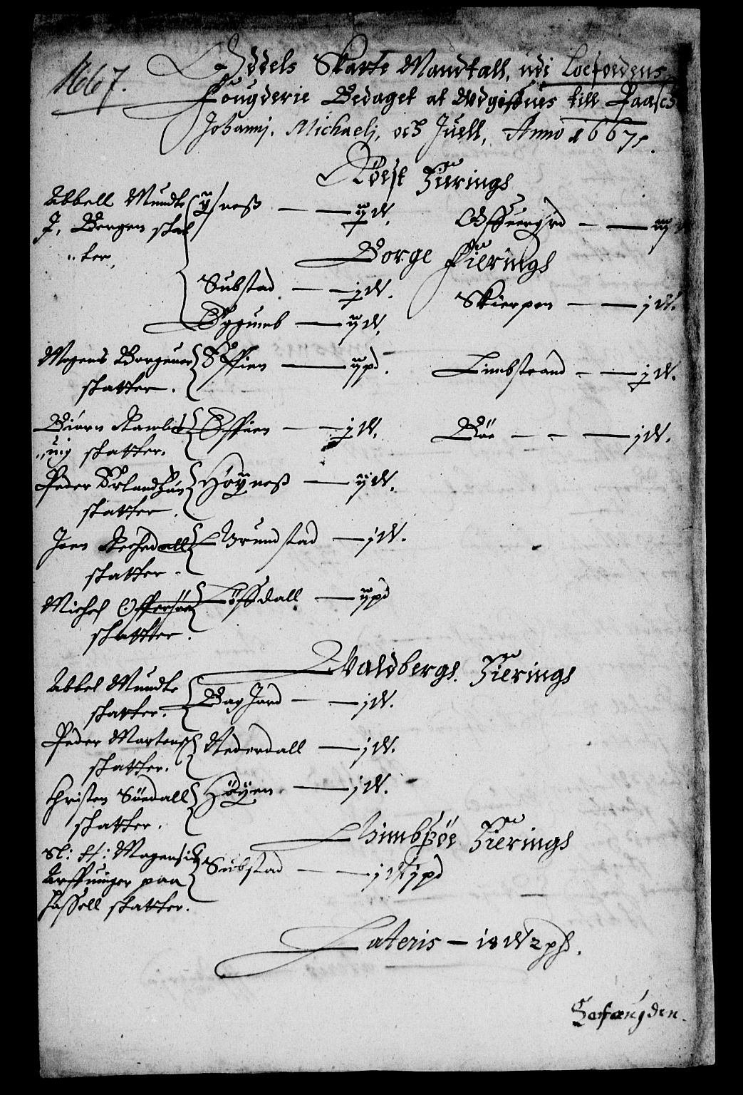 Rentekammeret inntil 1814, Reviderte regnskaper, Lensregnskaper, AV/RA-EA-5023/R/Rb/Rbz/L0041: Nordlandenes len, 1664-1667