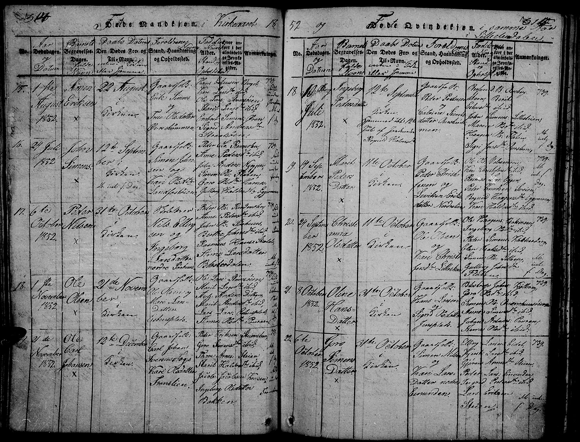 Tynset prestekontor, SAH/PREST-058/H/Ha/Hab/L0002: Parish register (copy) no. 2, 1814-1862, p. 314-315