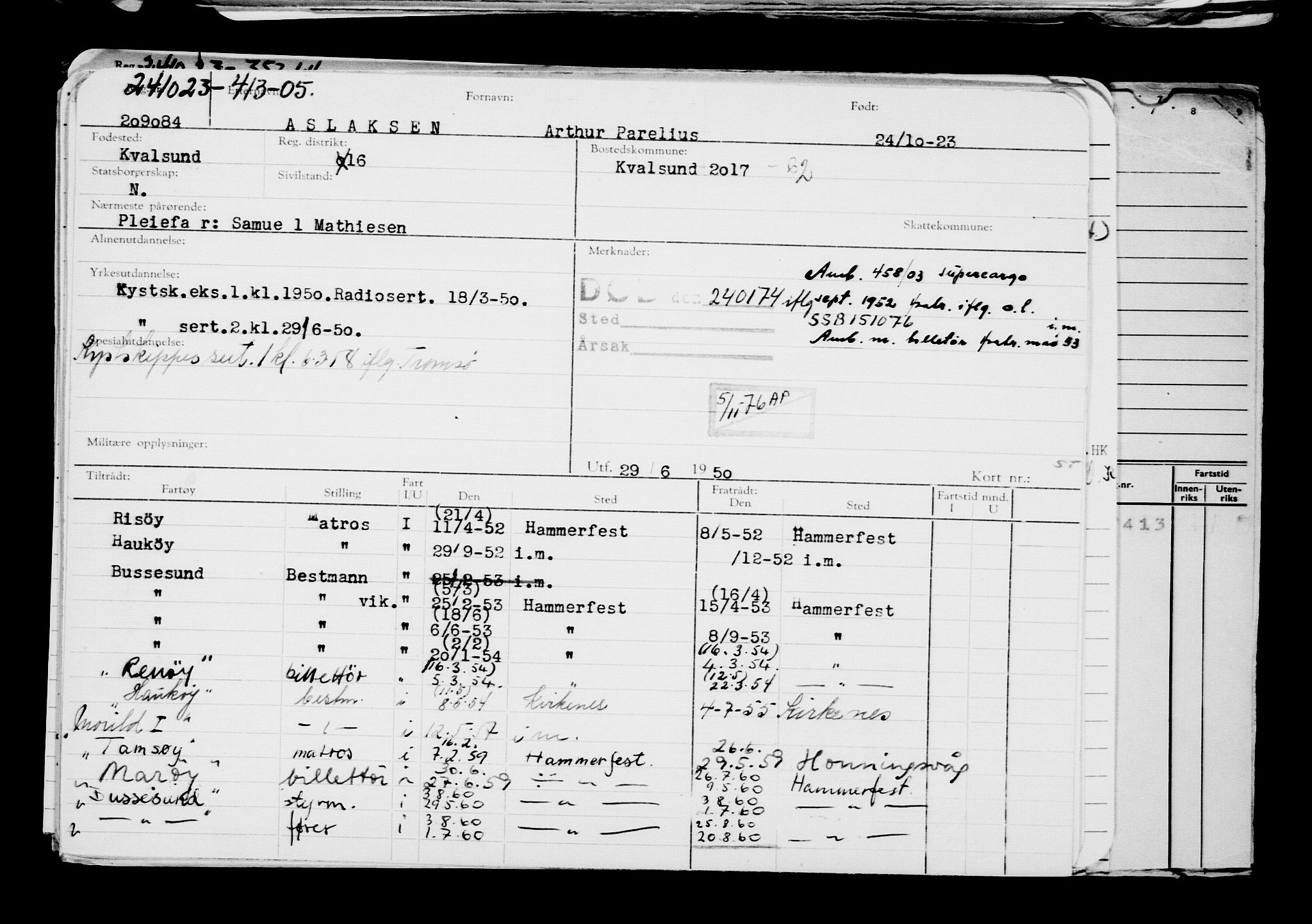 Direktoratet for sjømenn, RA/S-3545/G/Gb/L0224: Hovedkort, 1923, p. 235