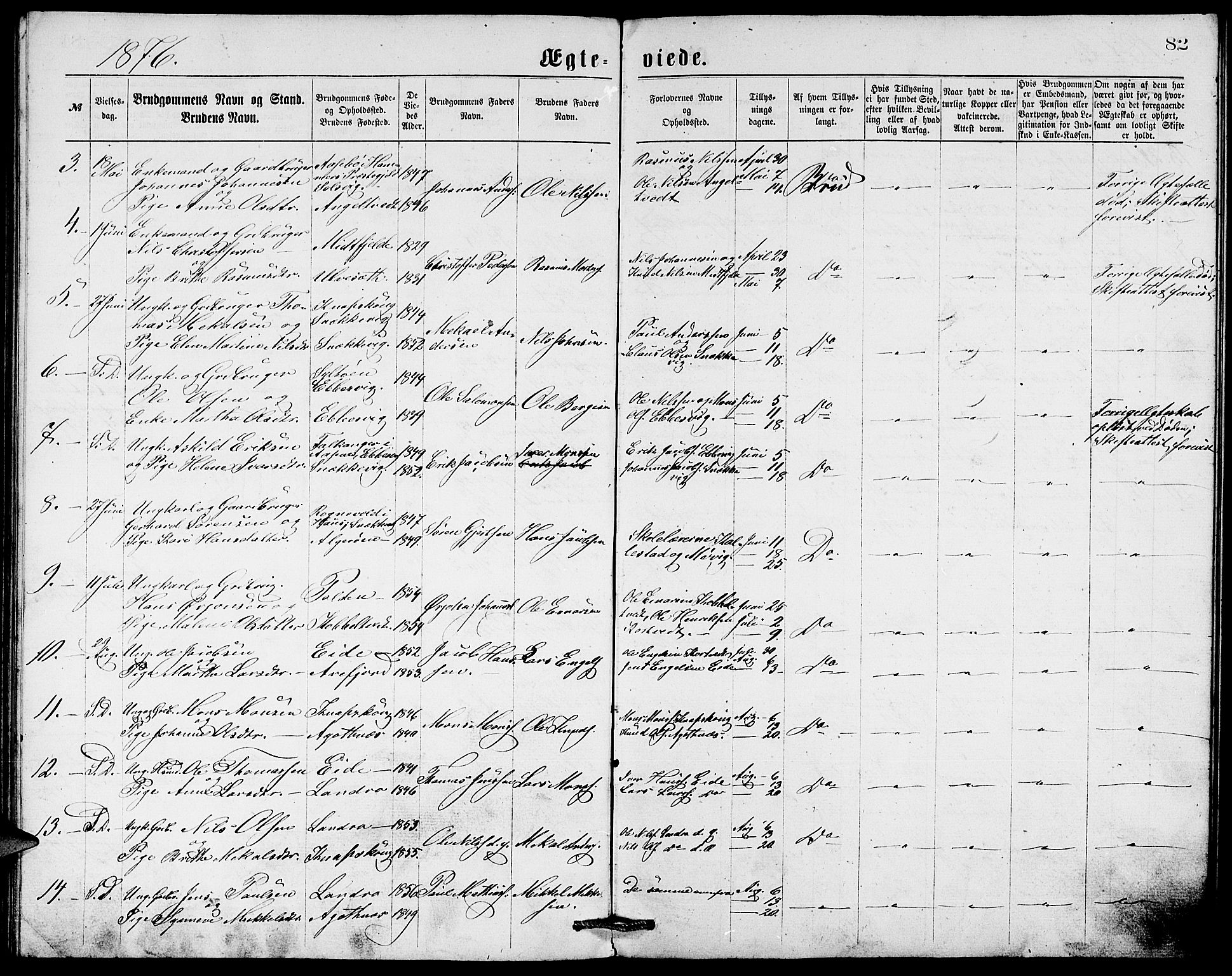 Fjell sokneprestembete, SAB/A-75301/H/Hab: Parish register (copy) no. A 2, 1871-1879, p. 82