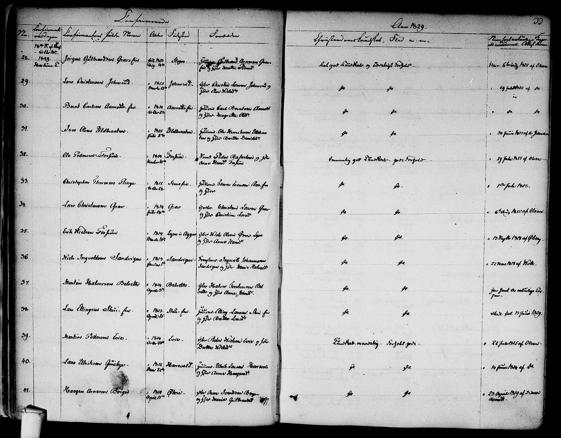 Asker prestekontor Kirkebøker, AV/SAO-A-10256a/F/Fa/L0009: Parish register (official) no. I 9, 1825-1878, p. 33