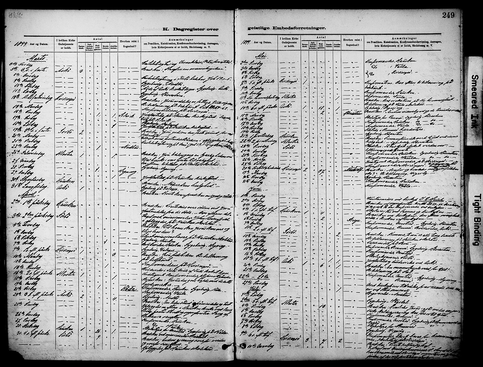 Rennesøy sokneprestkontor, SAST/A -101827/H/Ha/Haa/L0012: Parish register (official) no. A 13, 1885-1917, p. 249