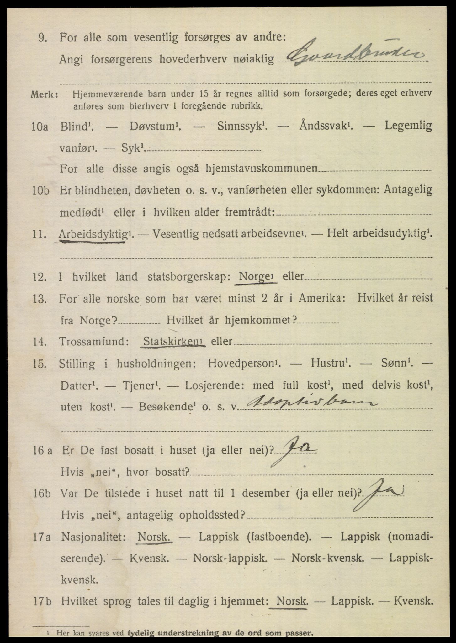 SAT, 1920 census for Sørfold, 1920, p. 4088