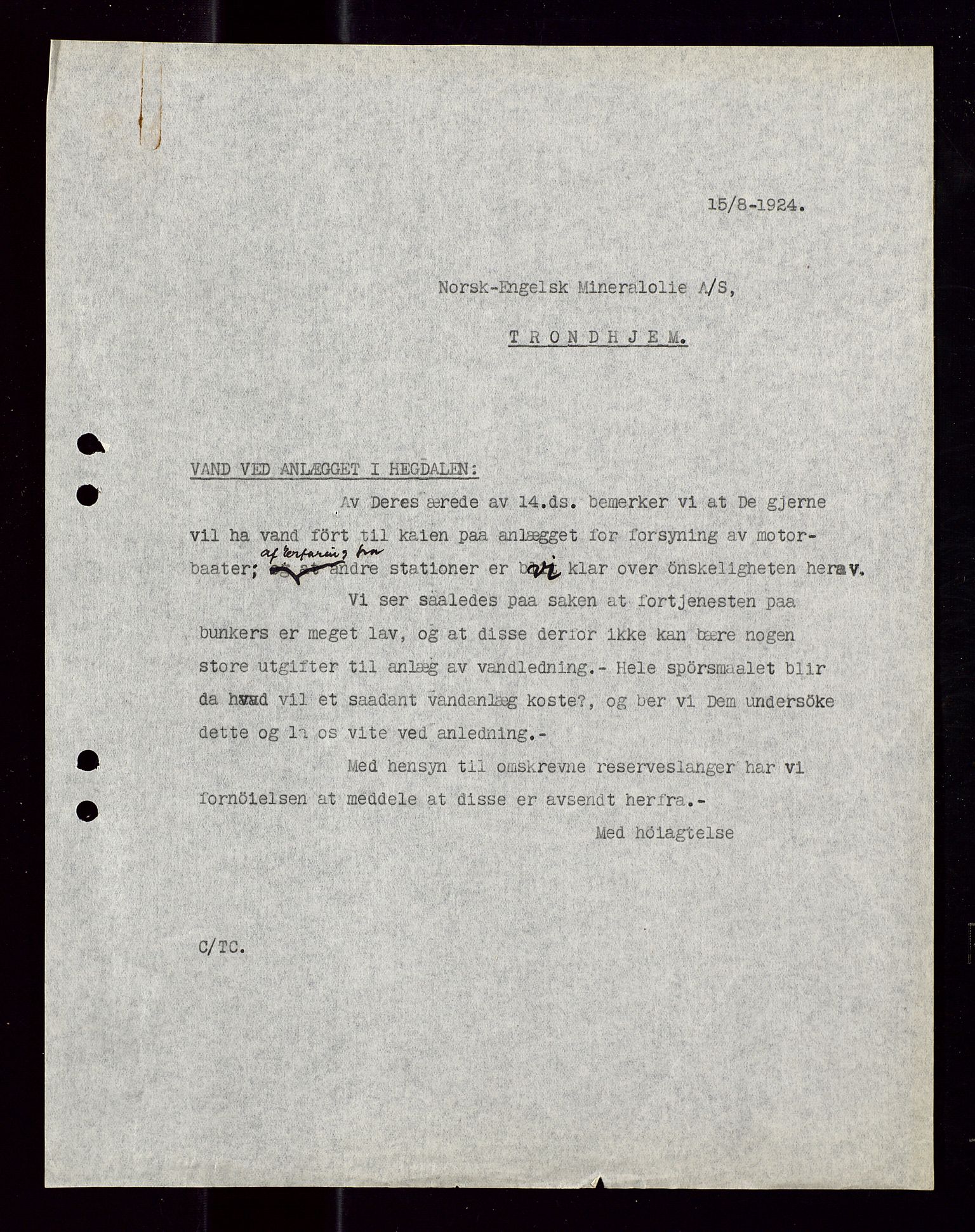 Pa 1521 - A/S Norske Shell, AV/SAST-A-101915/E/Ea/Eaa/L0012: Sjefskorrespondanse, 1924, p. 658