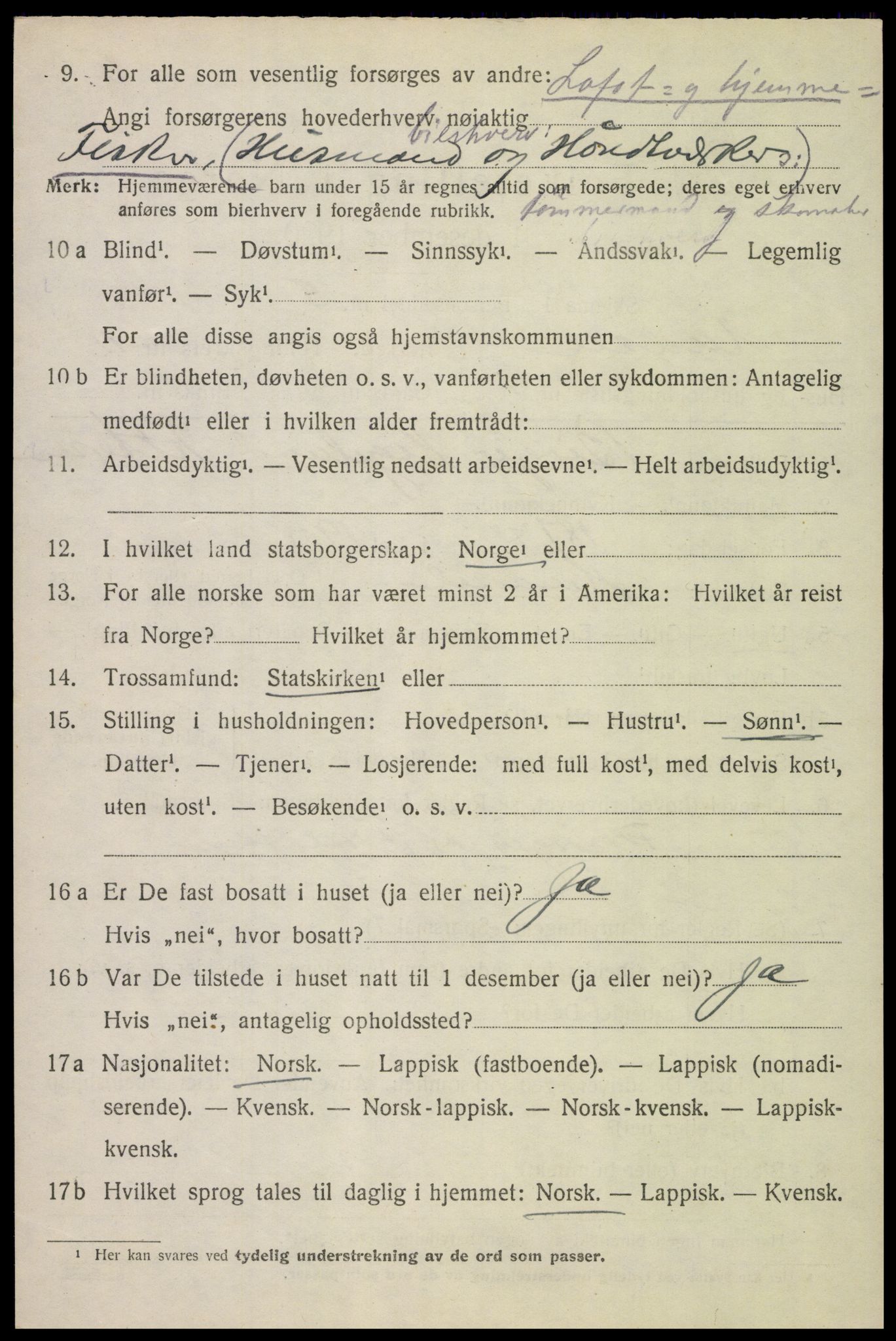 SAT, 1920 census for Hadsel, 1920, p. 8699