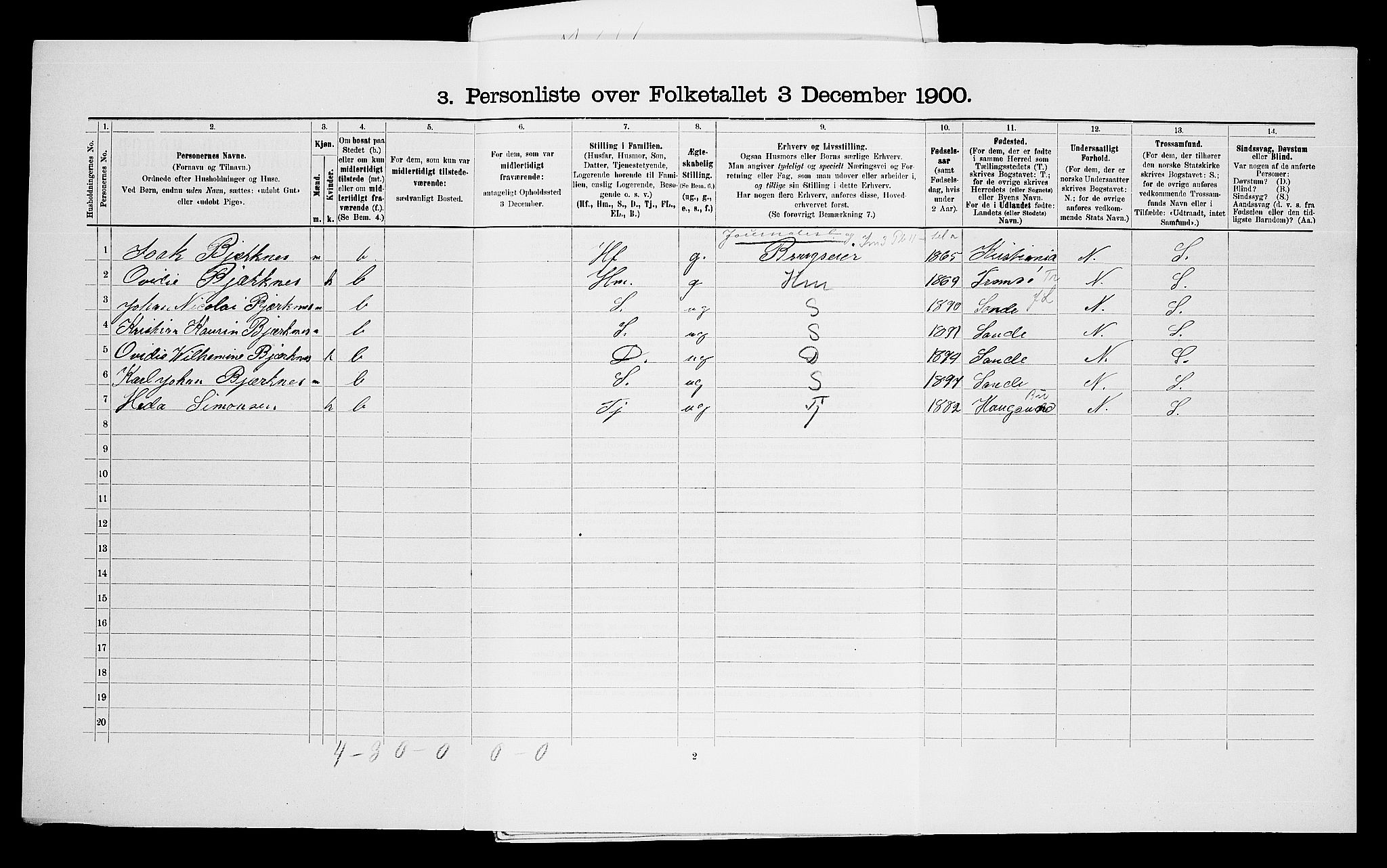 SAO, 1900 census for Asker, 1900, p. 346