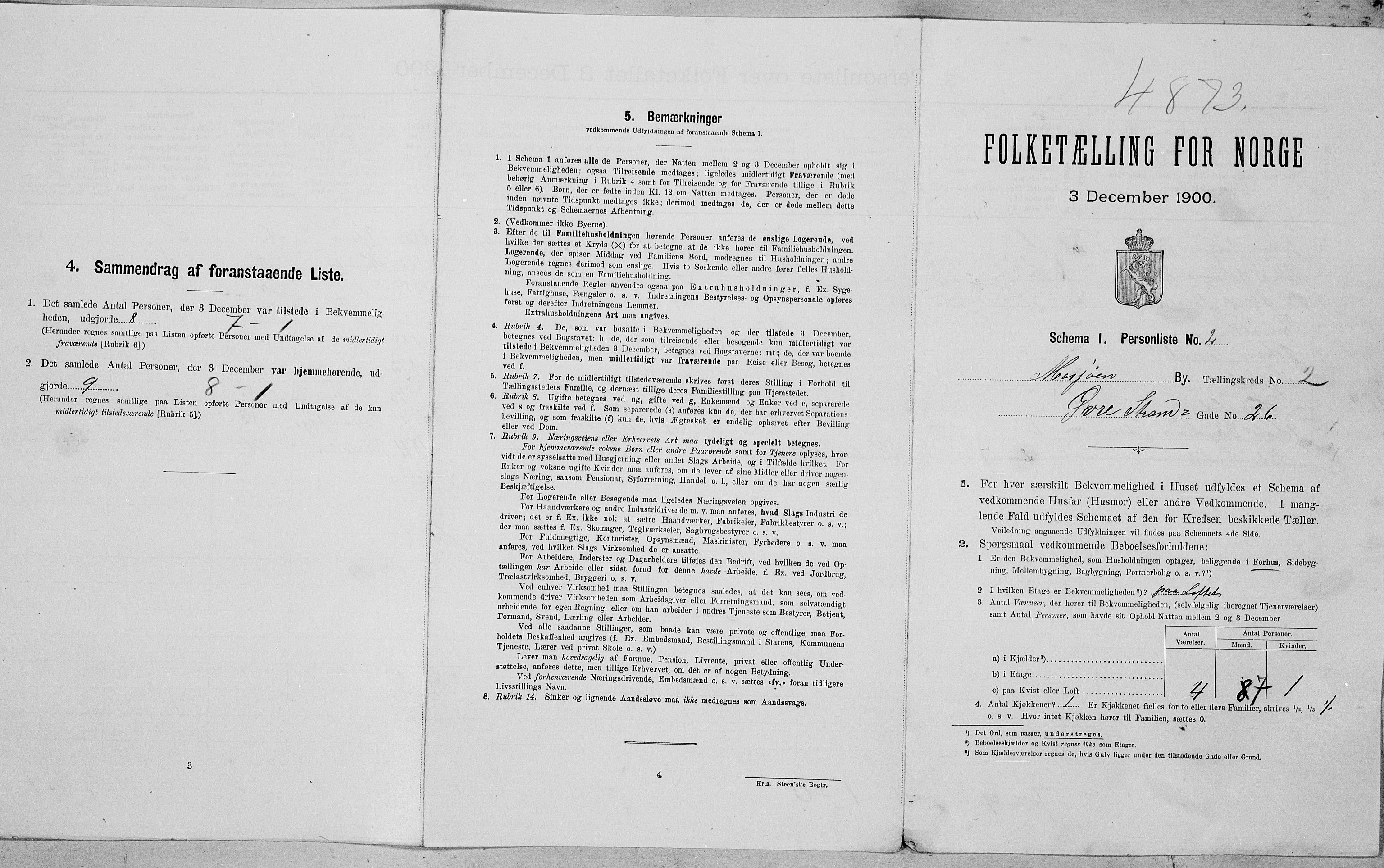 SAT, 1900 census for Mosjøen, 1900, p. 455