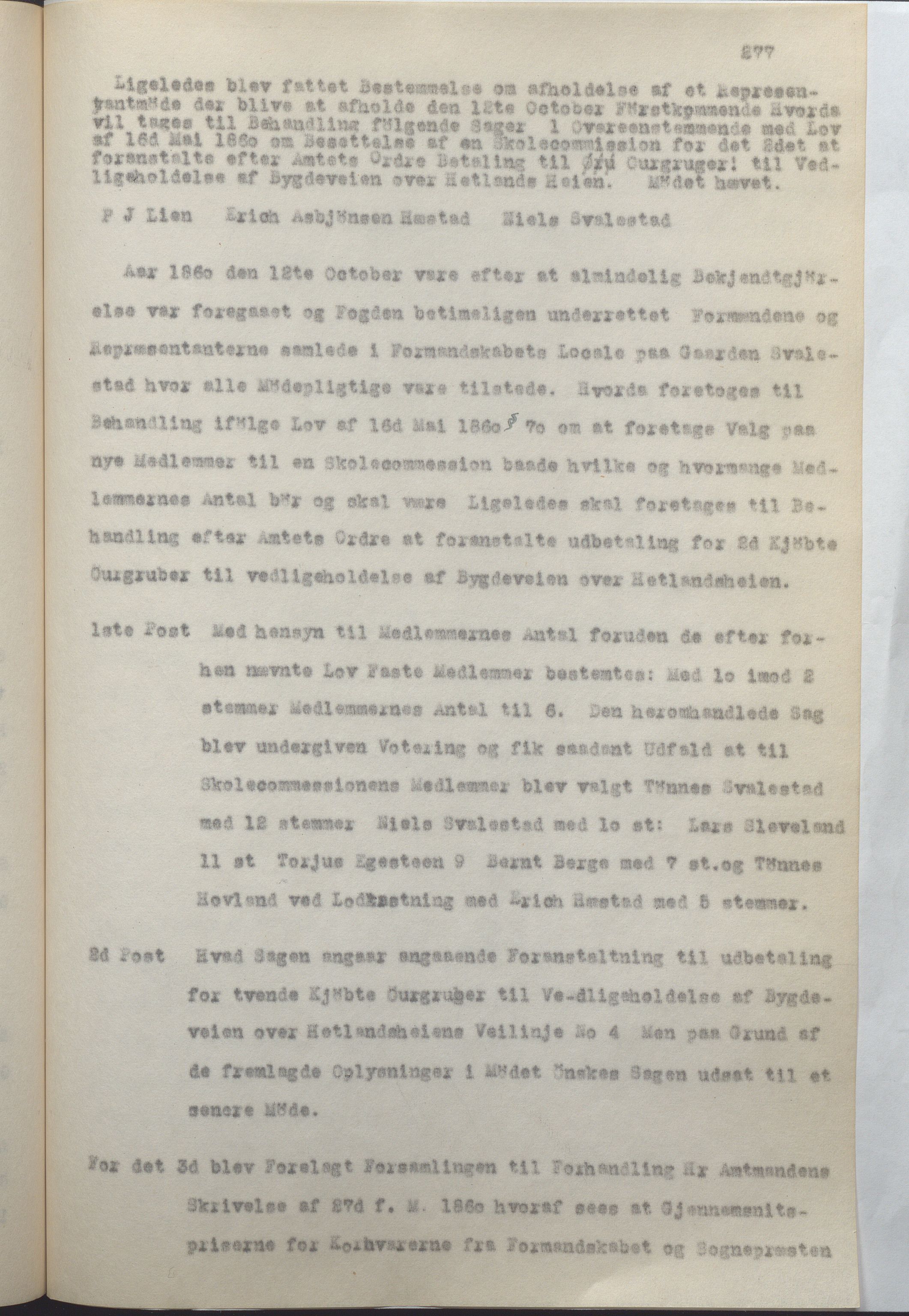 Helleland kommune - Formannskapet, IKAR/K-100479/A/Ab/L0001: Avskrift av møtebok, 1837-1866, p. 277