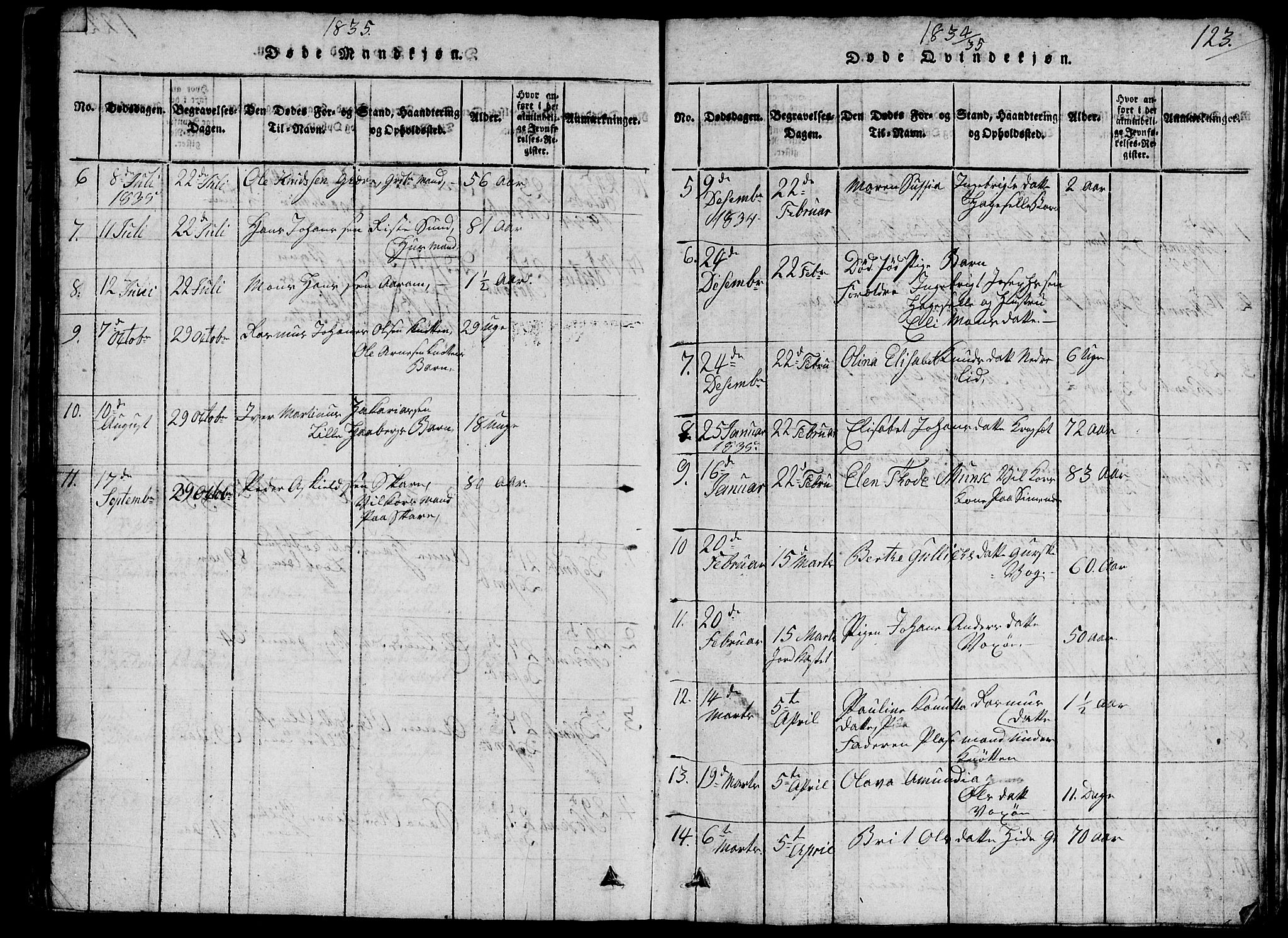 Ministerialprotokoller, klokkerbøker og fødselsregistre - Møre og Romsdal, SAT/A-1454/503/L0046: Parish register (copy) no. 503C01, 1816-1842, p. 123