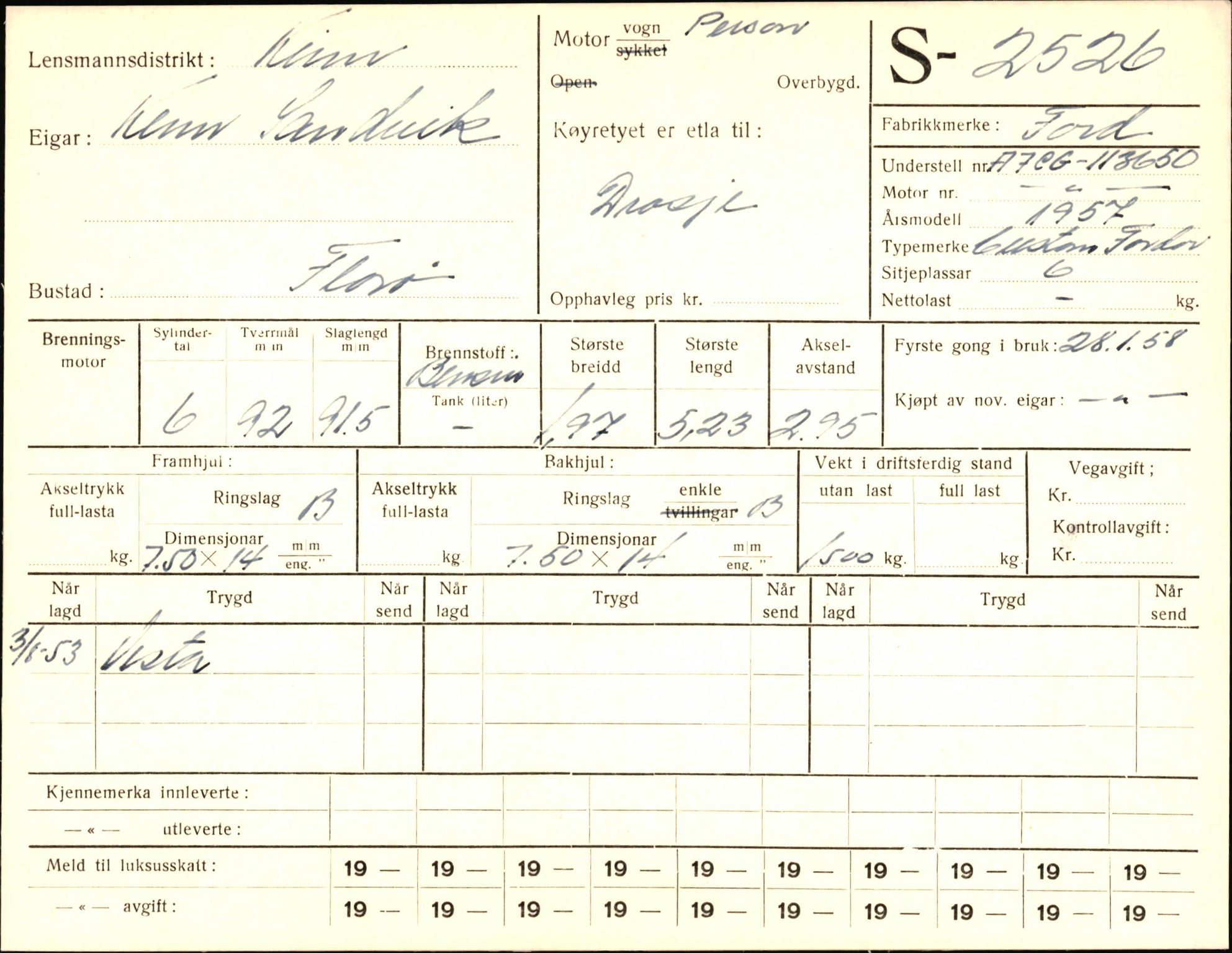 Statens vegvesen, Sogn og Fjordane vegkontor, AV/SAB-A-5301/4/F/L0004: Registerkort utmeldte Fjordane S2500-2700, S7200-7899, 1930-1961, p. 39