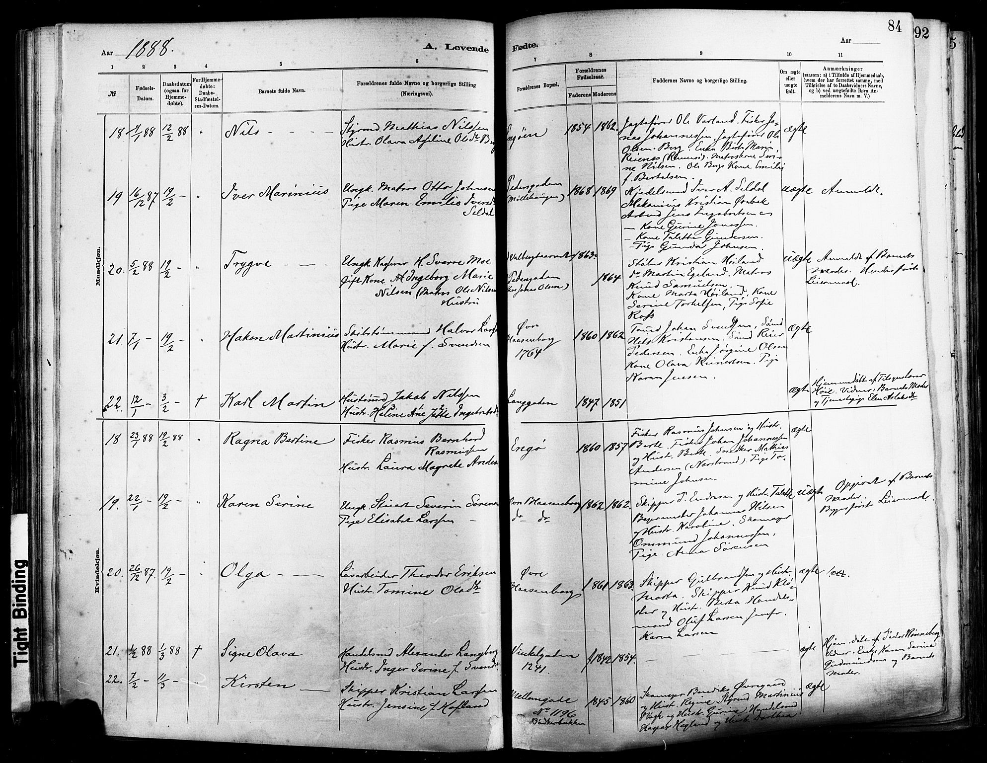 St. Johannes sokneprestkontor, AV/SAST-A-101814/001/30/30BA/L0001: Parish register (official) no. A 1, 1885-1891, p. 84