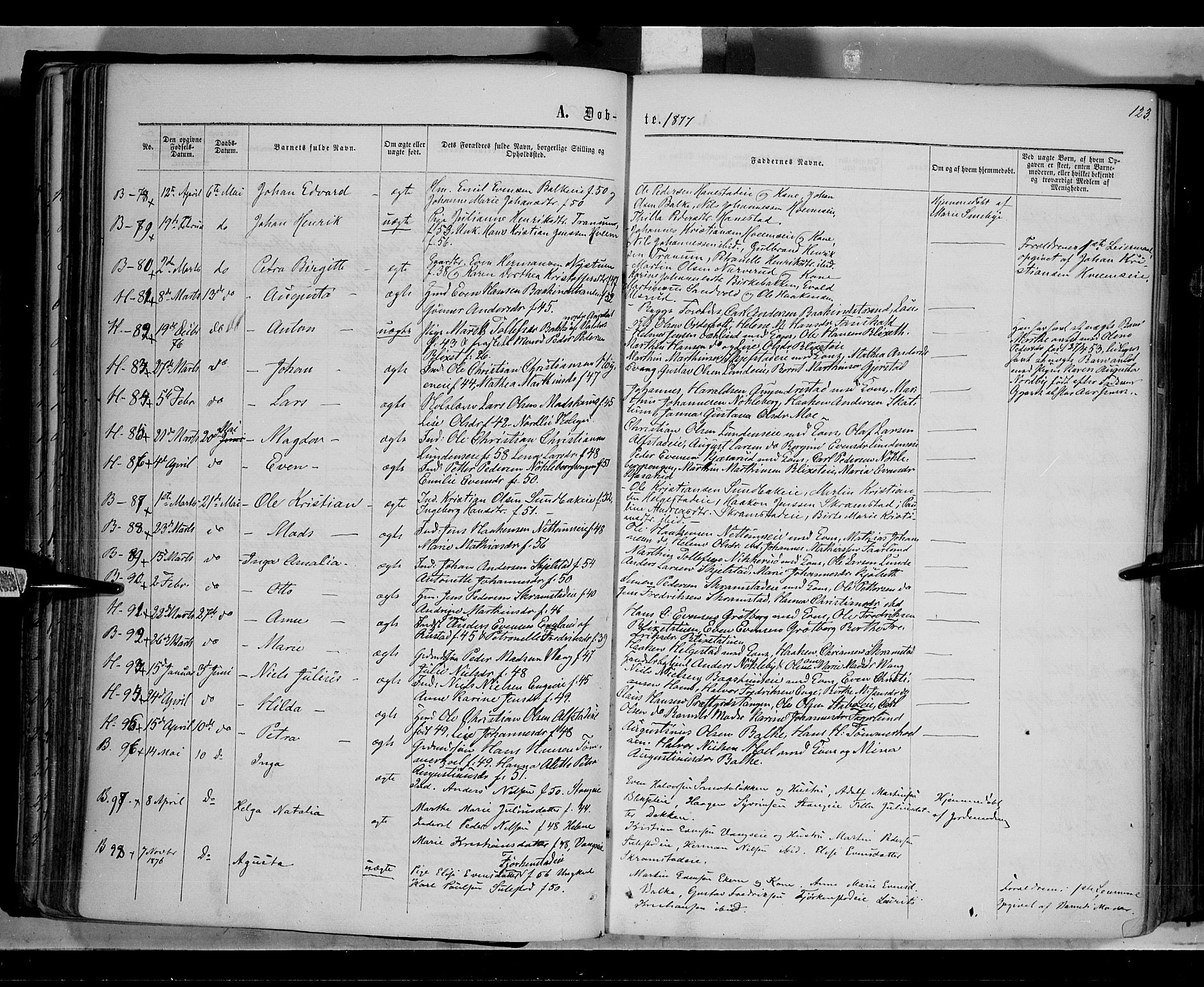 Østre Toten prestekontor, AV/SAH-PREST-104/H/Ha/Haa/L0005: Parish register (official) no. 5, 1866-1877, p. 123