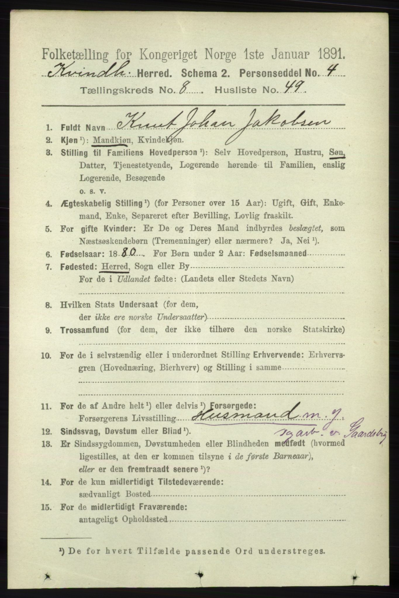 RA, 1891 census for 1224 Kvinnherad, 1891, p. 3259