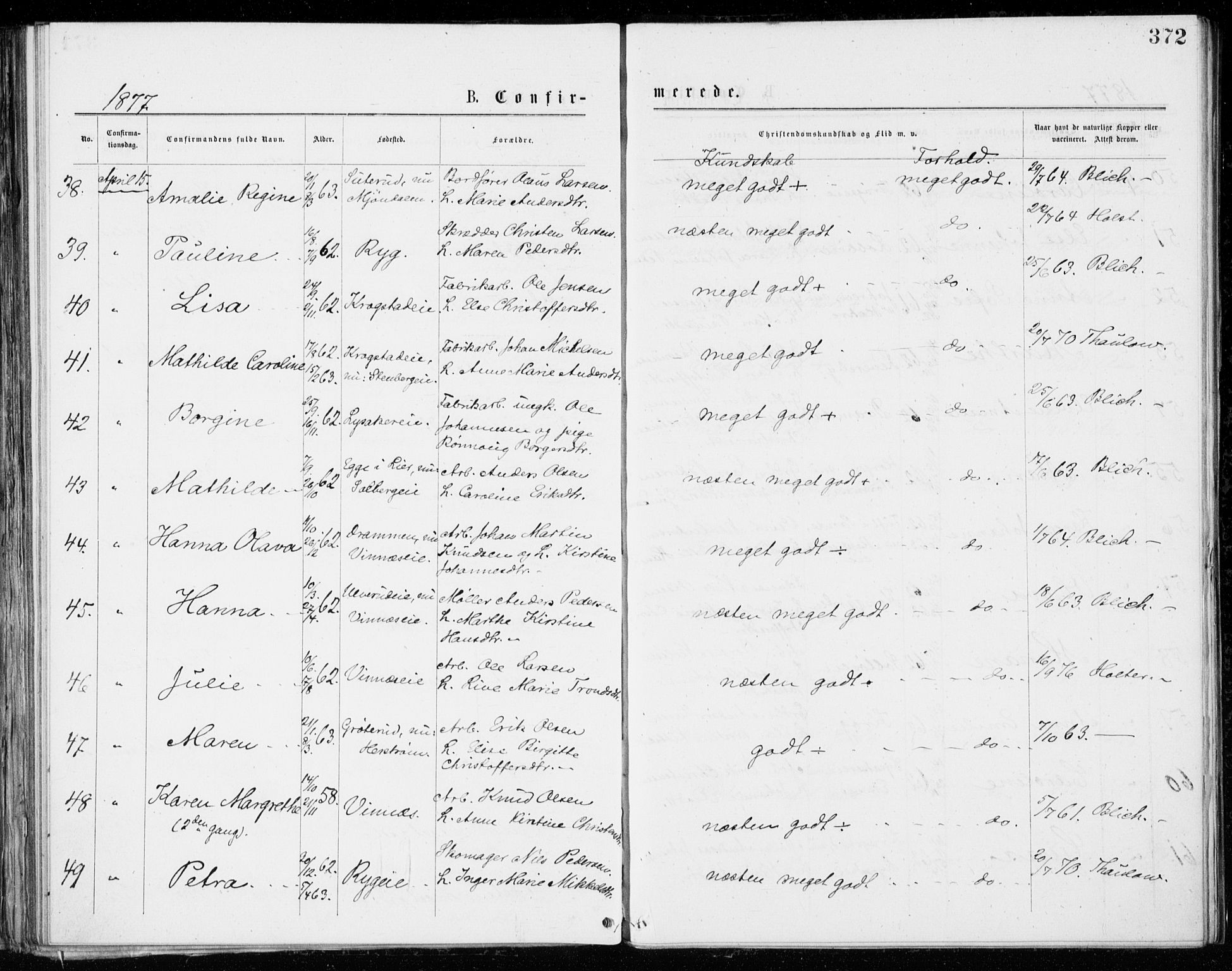 Eiker kirkebøker, AV/SAKO-A-4/G/Ga/L0004: Parish register (copy) no. I 4, 1877-1877, p. 372