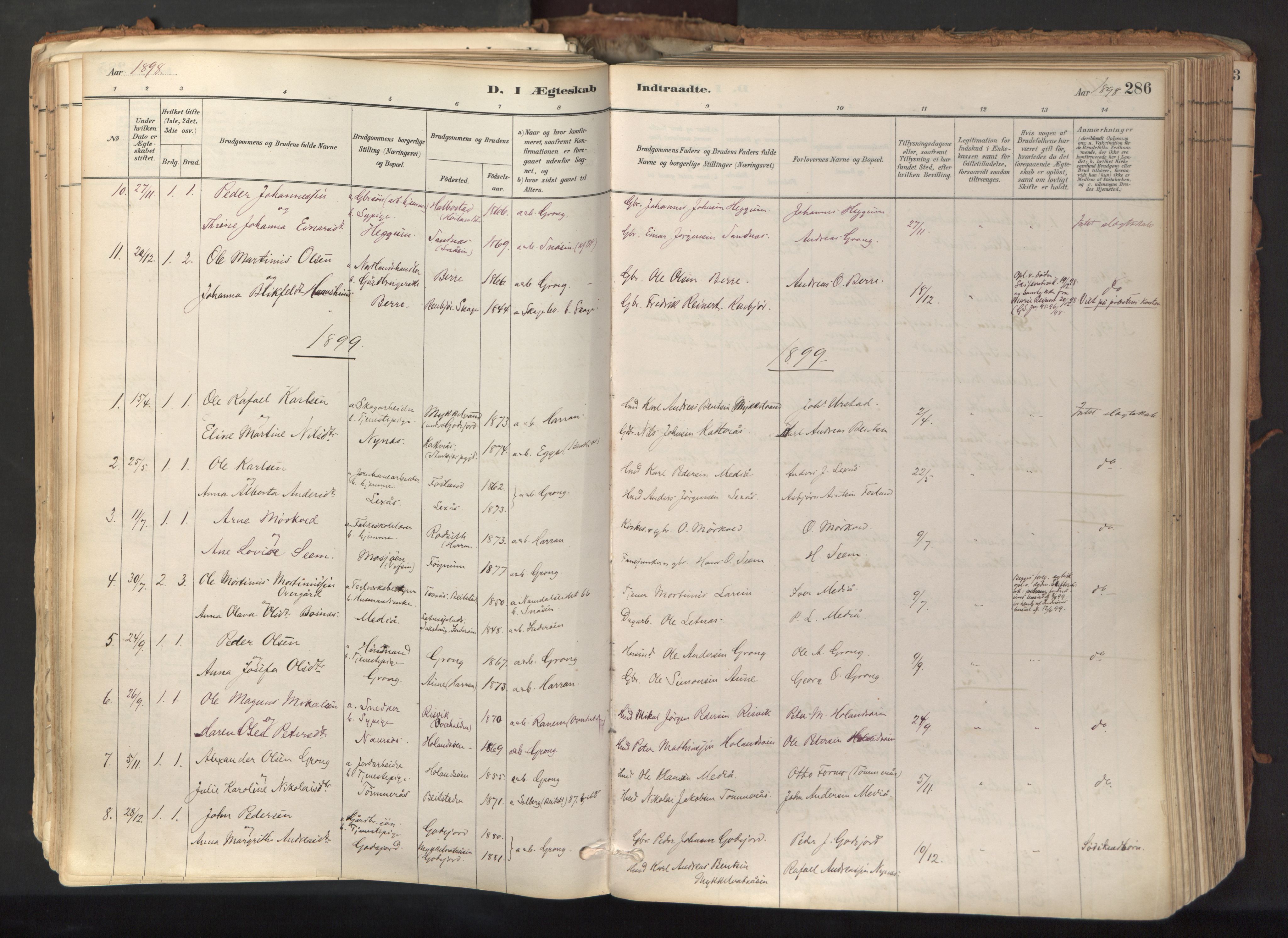 Ministerialprotokoller, klokkerbøker og fødselsregistre - Nord-Trøndelag, SAT/A-1458/758/L0519: Parish register (official) no. 758A04, 1880-1926, p. 286