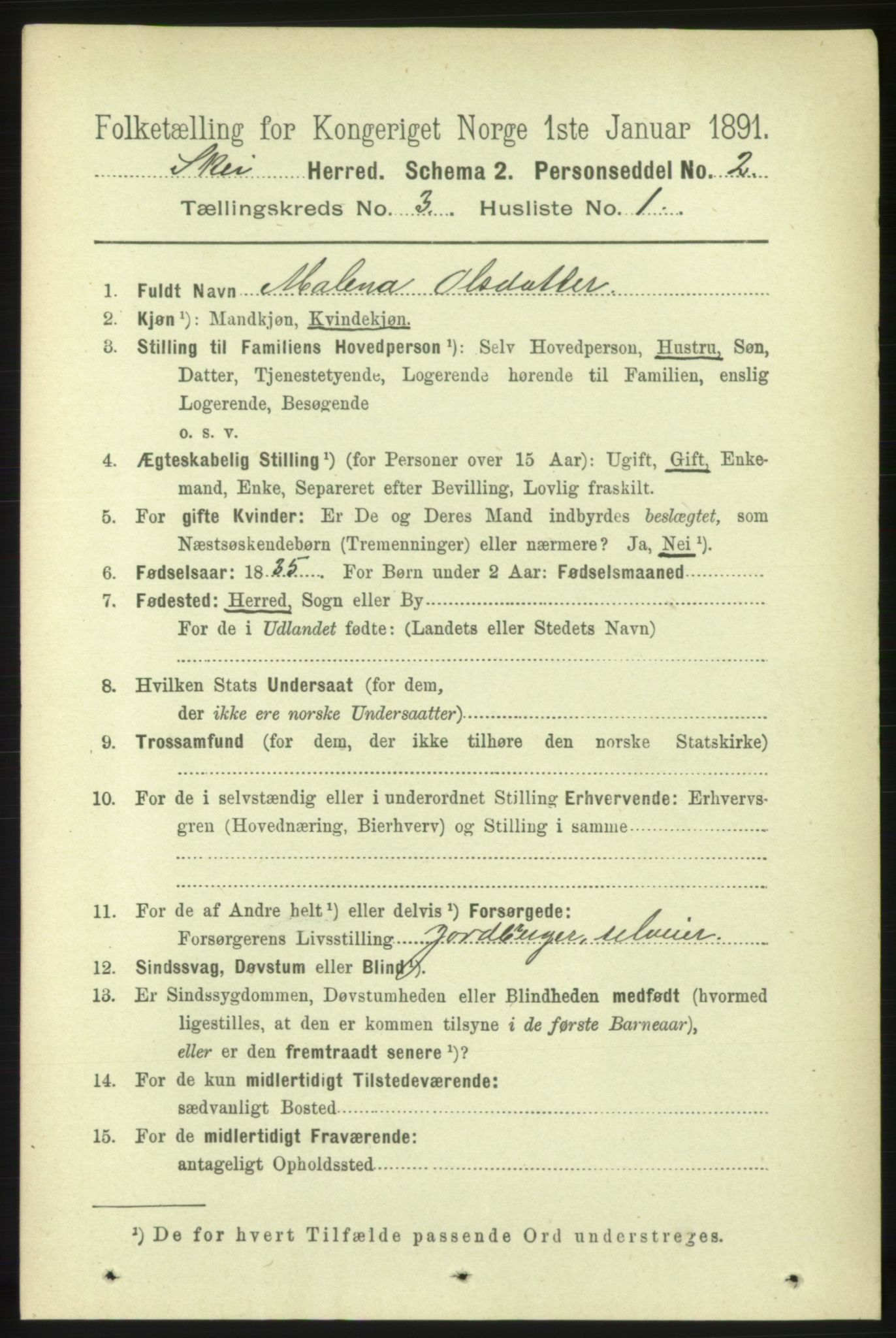 RA, 1891 census for 1732 Skei, 1891, p. 1092