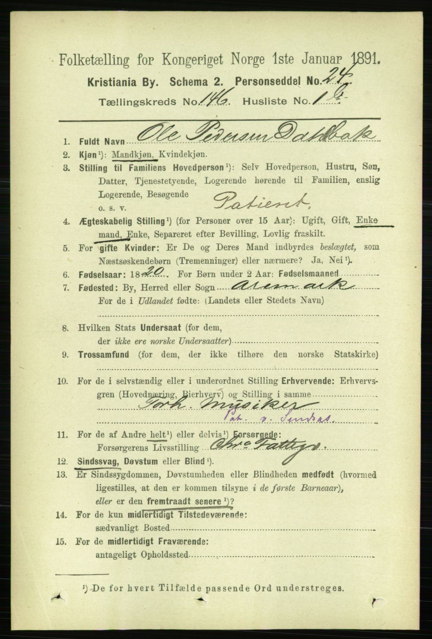 RA, 1891 census for 0301 Kristiania, 1891, p. 80540