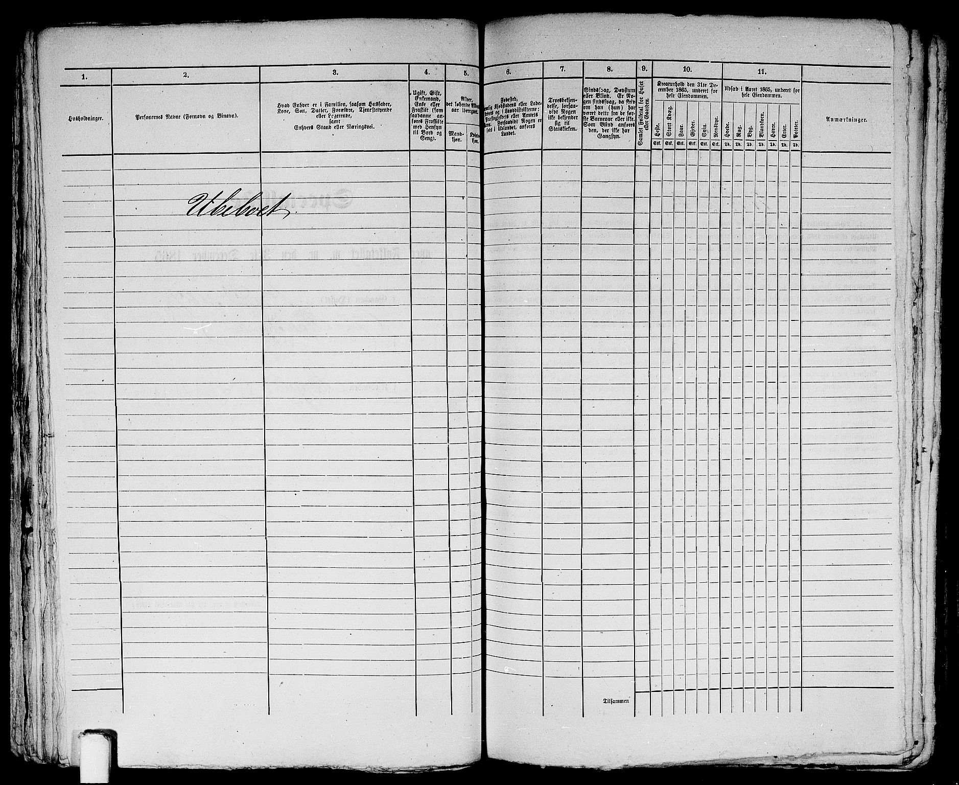 RA, 1865 census for Bergen, 1865, p. 163