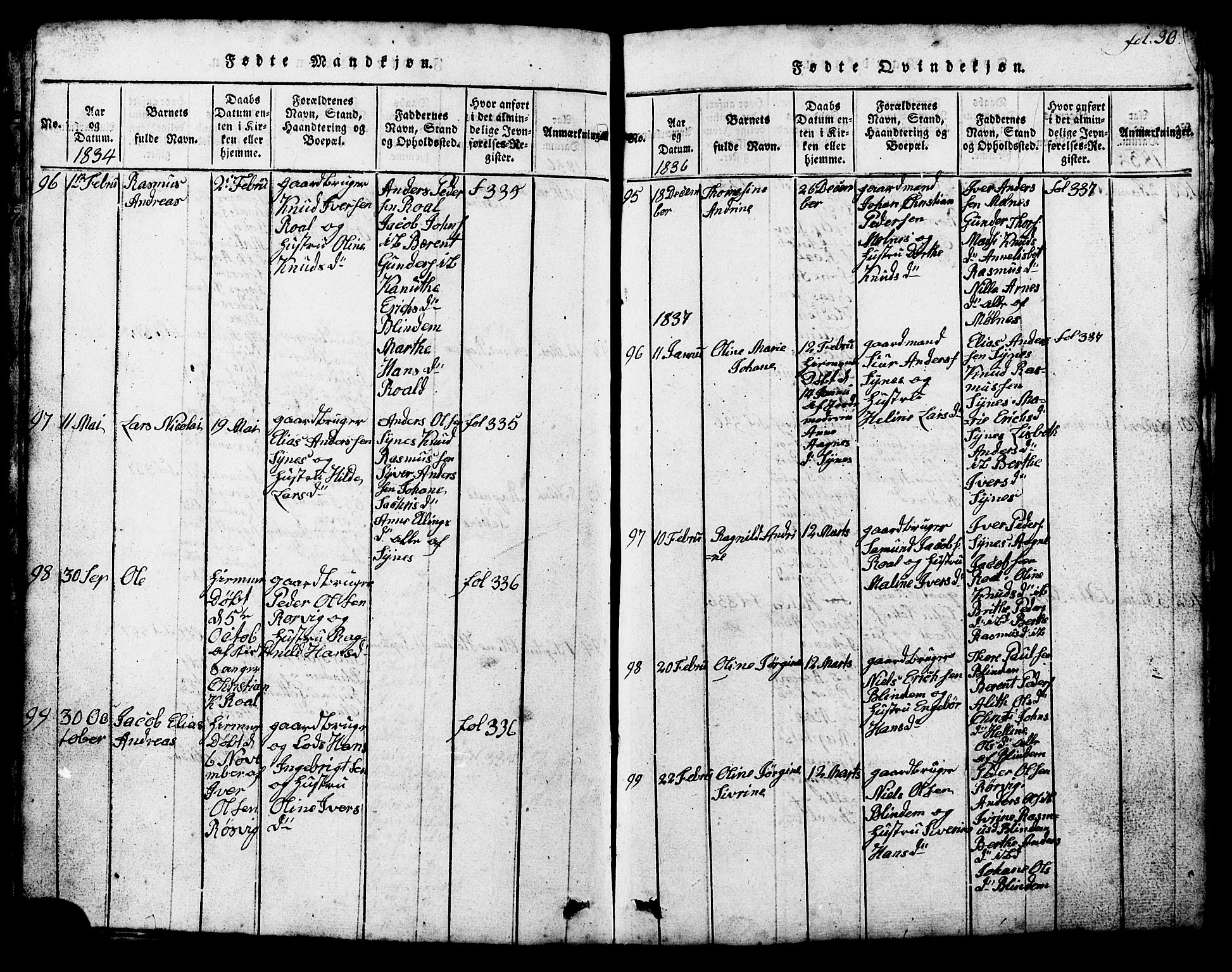Ministerialprotokoller, klokkerbøker og fødselsregistre - Møre og Romsdal, SAT/A-1454/537/L0520: Parish register (copy) no. 537C01, 1819-1868, p. 30