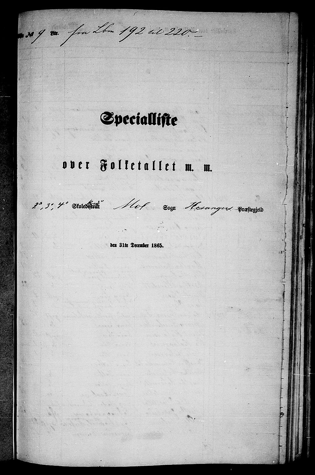 RA, 1865 census for Hosanger, 1865, p. 126