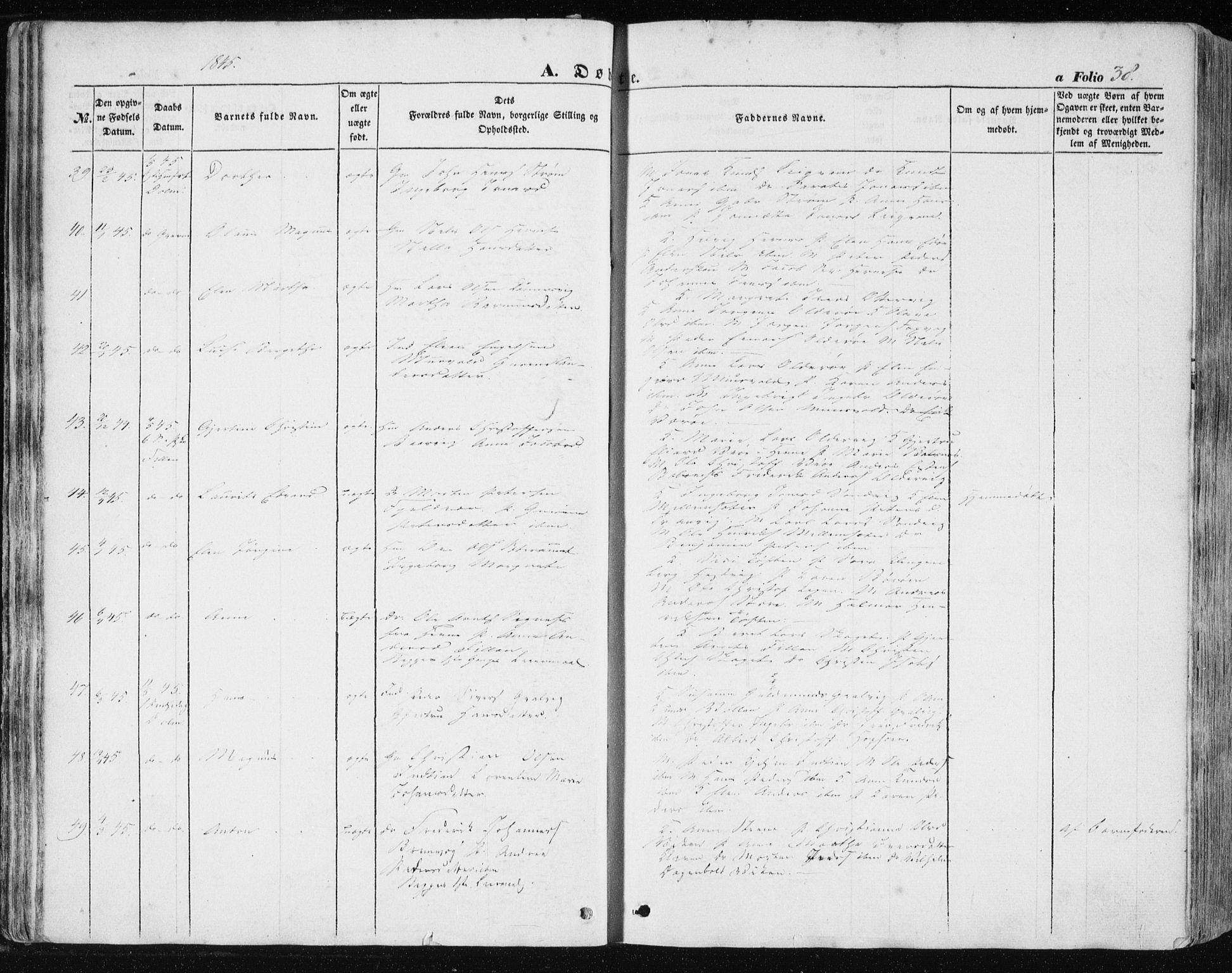 Ministerialprotokoller, klokkerbøker og fødselsregistre - Sør-Trøndelag, AV/SAT-A-1456/634/L0529: Parish register (official) no. 634A05, 1843-1851, p. 38