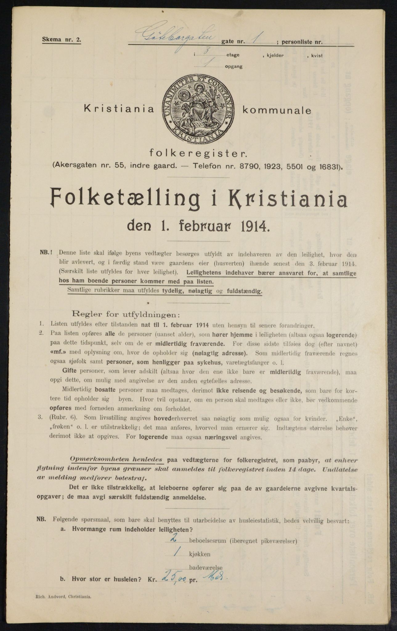 OBA, Municipal Census 1914 for Kristiania, 1914, p. 32785