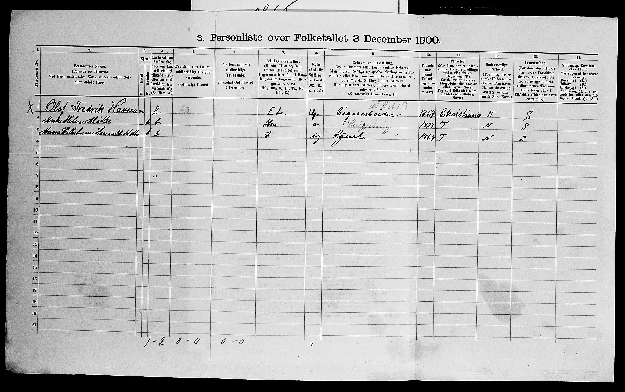 SAK, 1900 census for Arendal, 1900, p. 1917