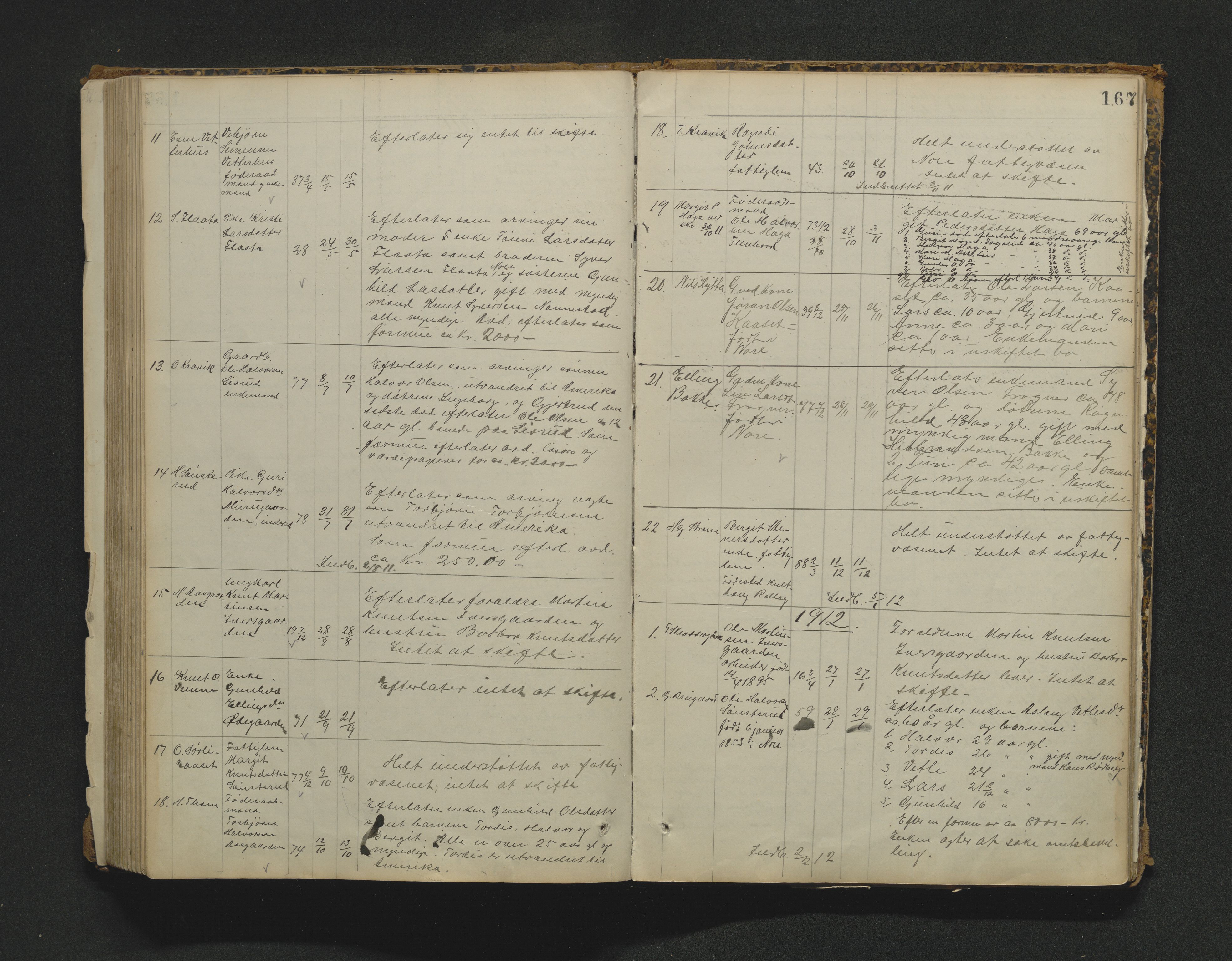 Nore lensmannskontor, SAKO/A-520/H/Ha/L0001a: Registrerings- og dødsanmeldelsesprotokoll, 1882-1913, p. 167