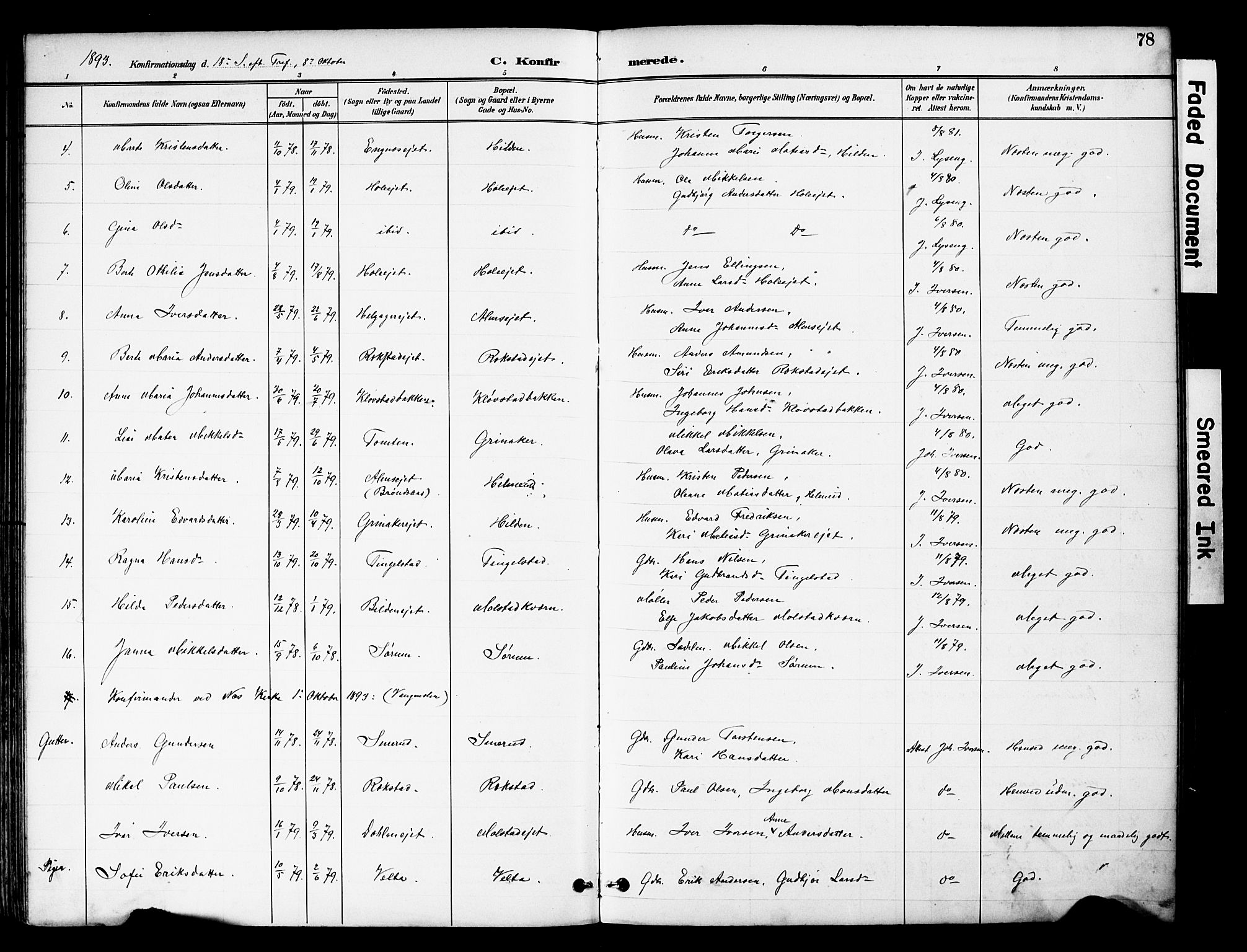 Brandbu prestekontor, SAH/PREST-114/H/Ha/Hab/L0006: Parish register (copy) no. 6, 1893-1902, p. 78