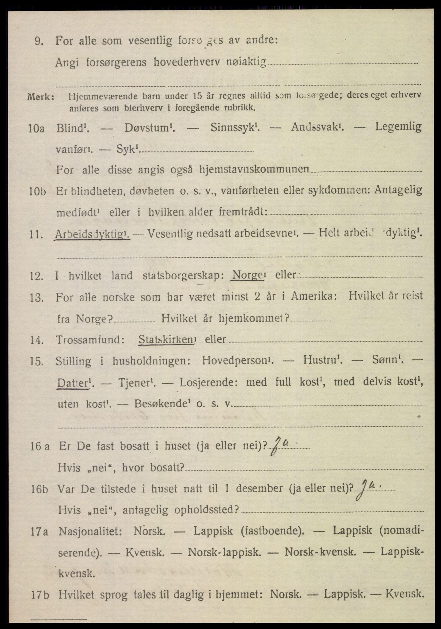 SAT, 1920 census for Nordli, 1920, p. 1648