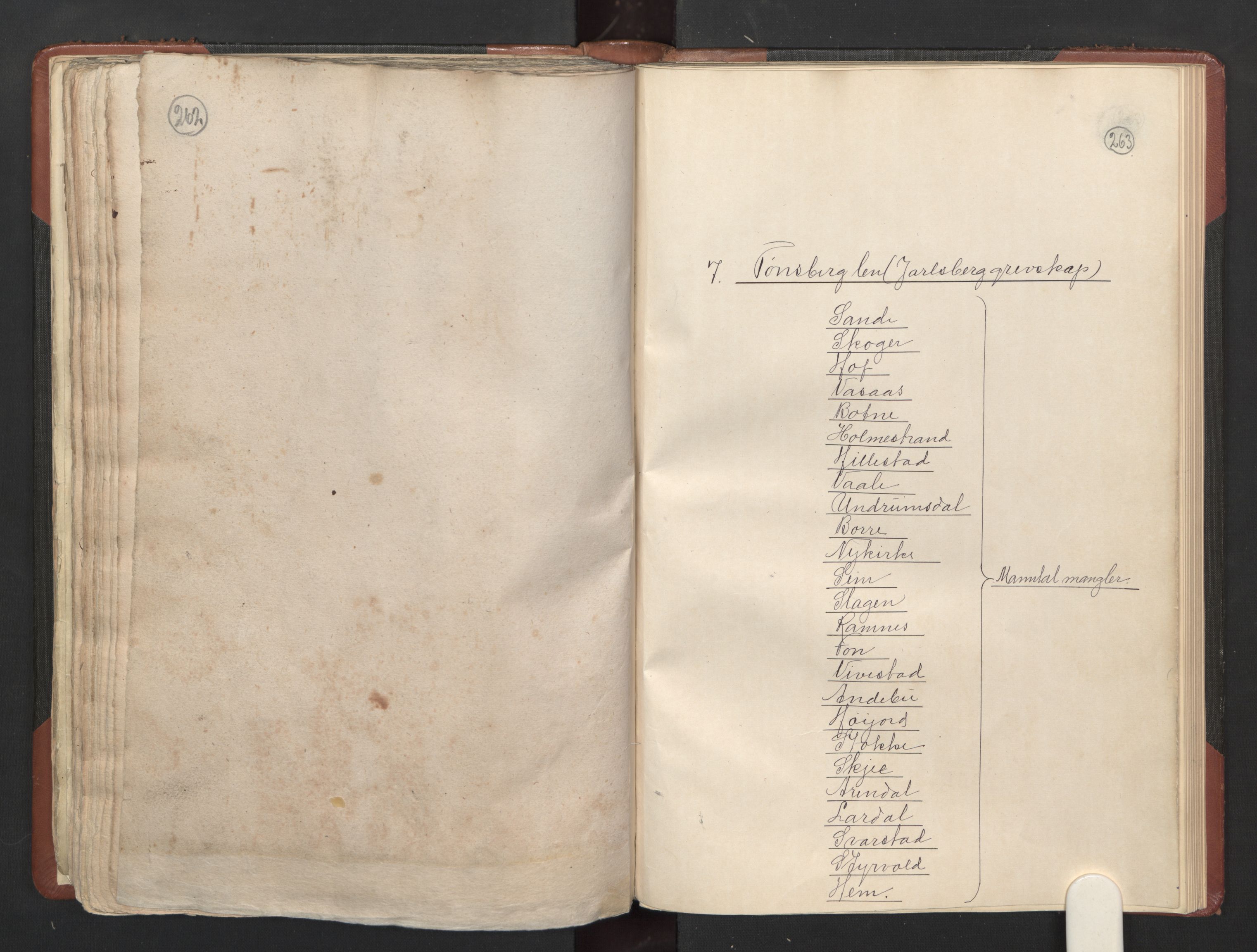 RA, Bailiff's Census 1664-1666, no. 5: Modern Buskerud county and modern Vestfold county, 1664, p. 262-263