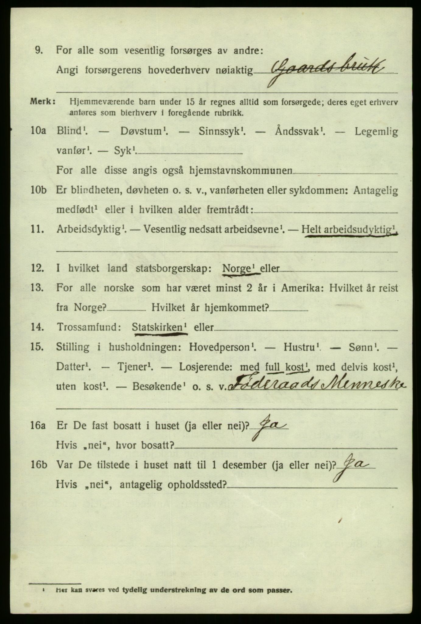 SAB, 1920 census for Austrheim, 1920, p. 4519