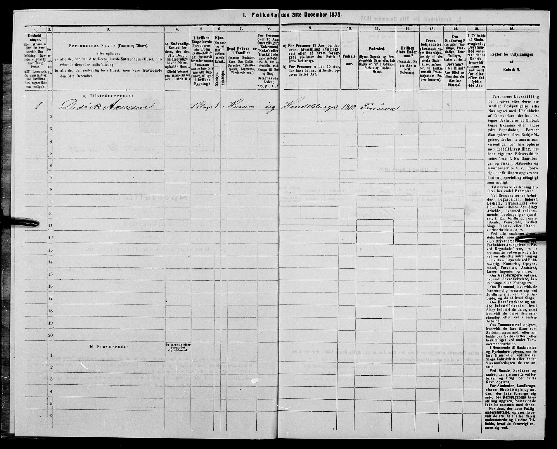 SAK, 1875 census for 1004B Flekkefjord/Flekkefjord, 1875, p. 13