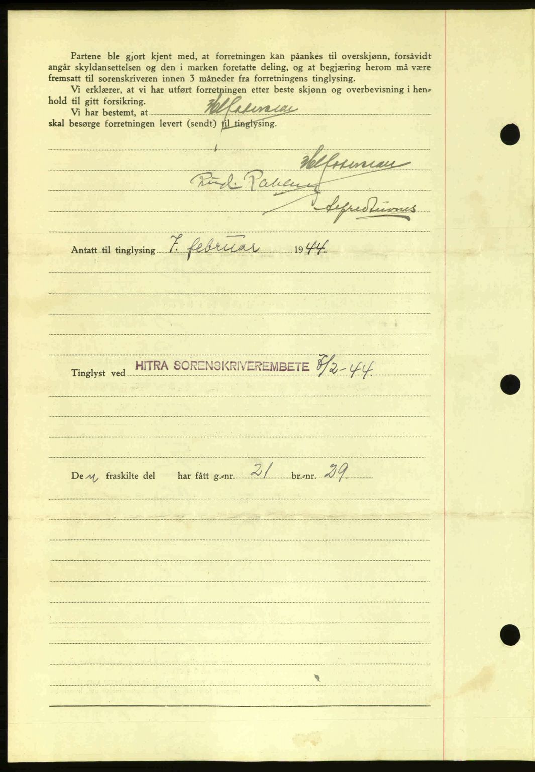 Hitra sorenskriveri, AV/SAT-A-0018/2/2C/2Ca: Mortgage book no. A2, 1943-1945, Diary no: : 79/1944