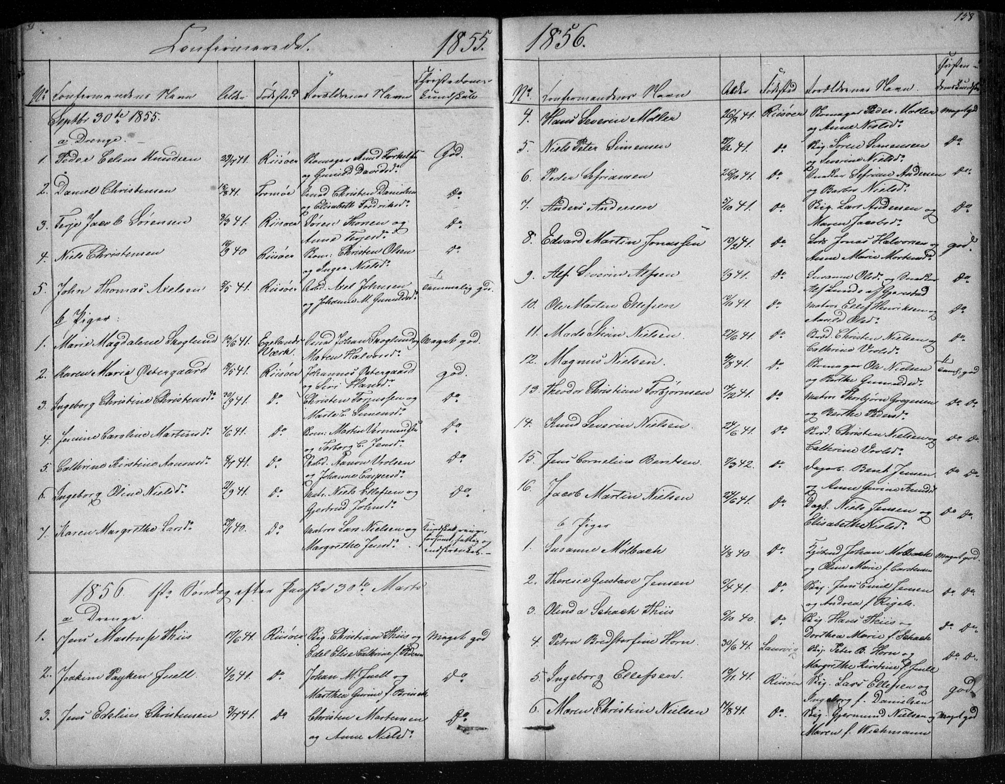 Risør sokneprestkontor, AV/SAK-1111-0035/F/Fb/L0006: Parish register (copy) no. B 6, 1850-1884, p. 158