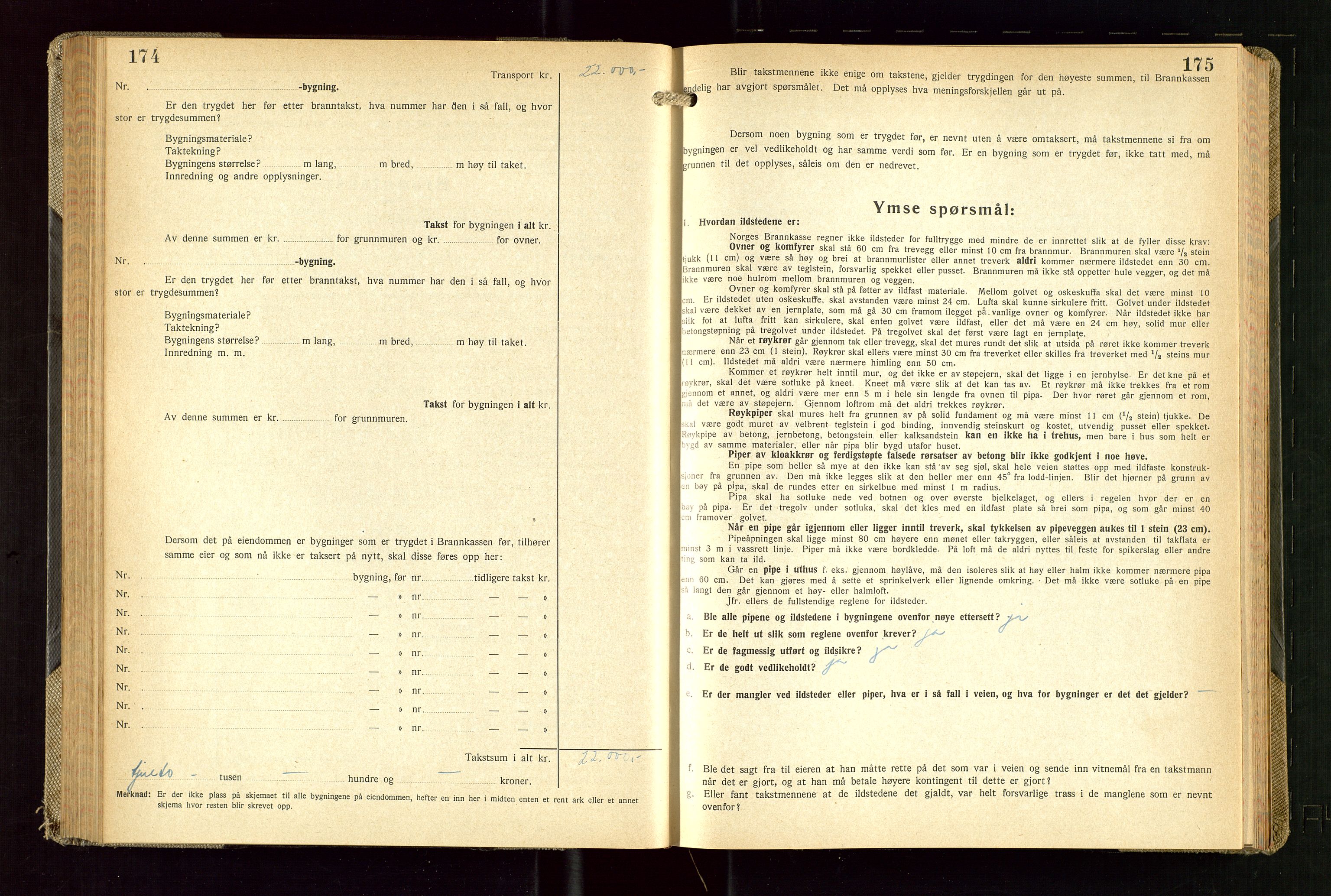 Skudenes lensmannskontor, AV/SAST-A-100444/Gob/L0003: "Brandtakstprotokoll", 1942-1954, p. 174-175