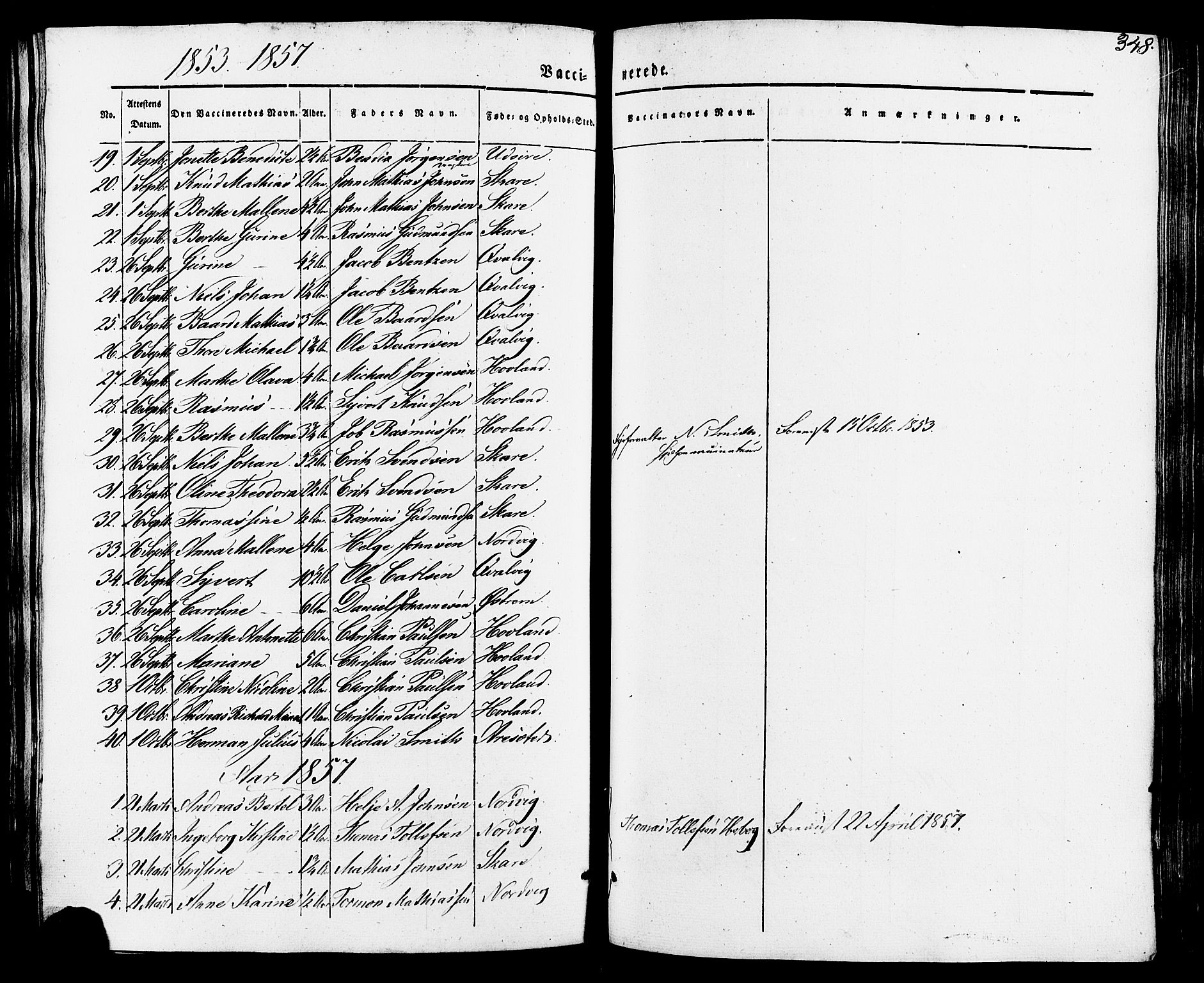 Torvastad sokneprestkontor, AV/SAST-A -101857/H/Ha/Haa/L0007: Parish register (official) no. A 7, 1838-1882, p. 348