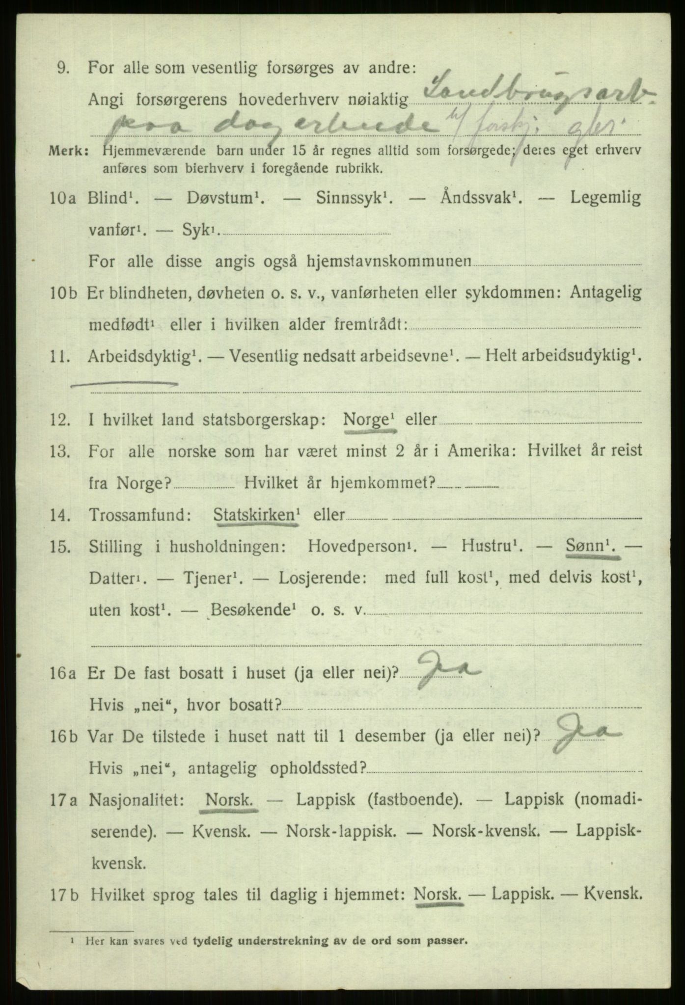 SATØ, 1920 census for Trondenes, 1920, p. 6914