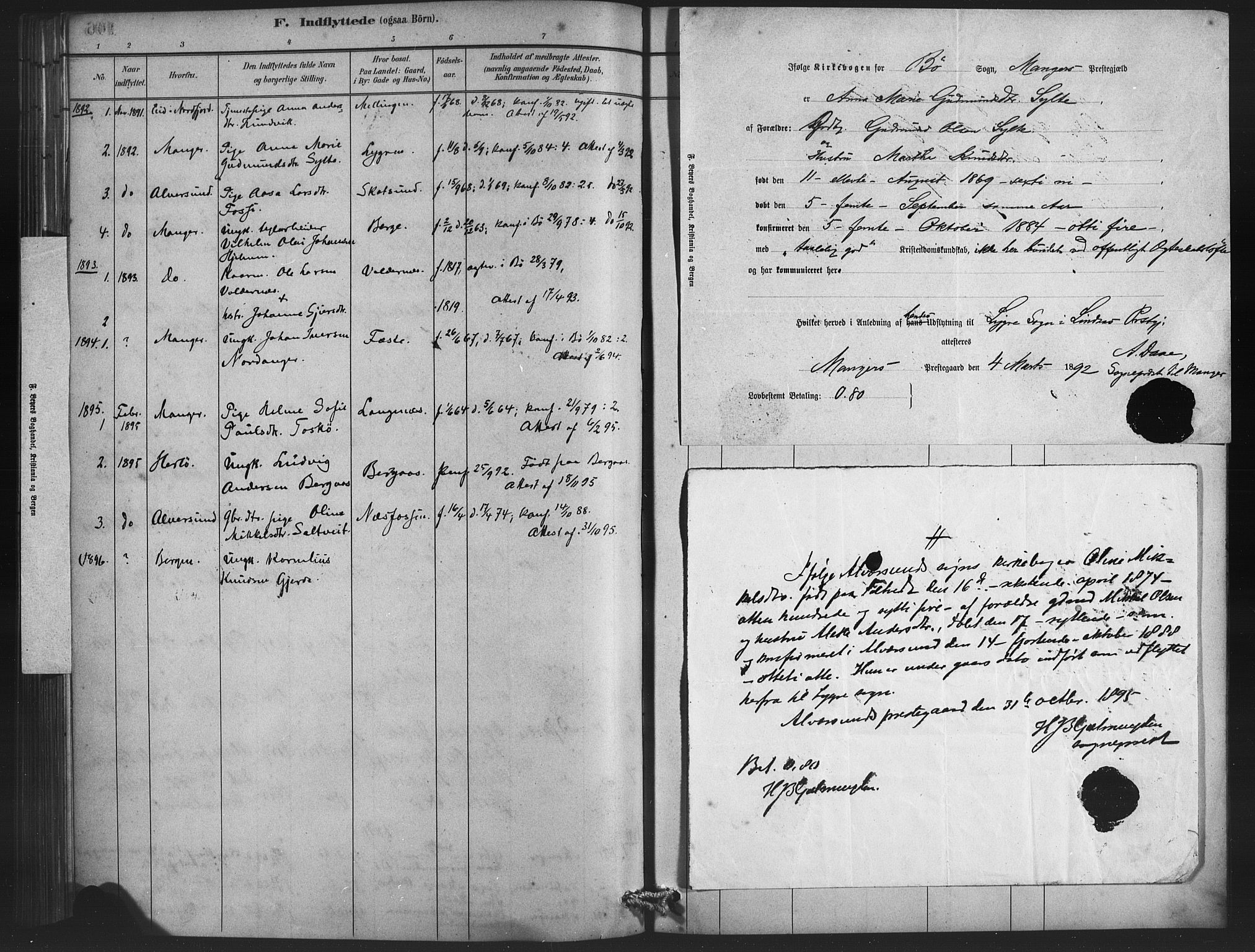 Lindås Sokneprestembete, SAB/A-76701/H/Haa: Parish register (official) no. E 1, 1886-1897, p. 106