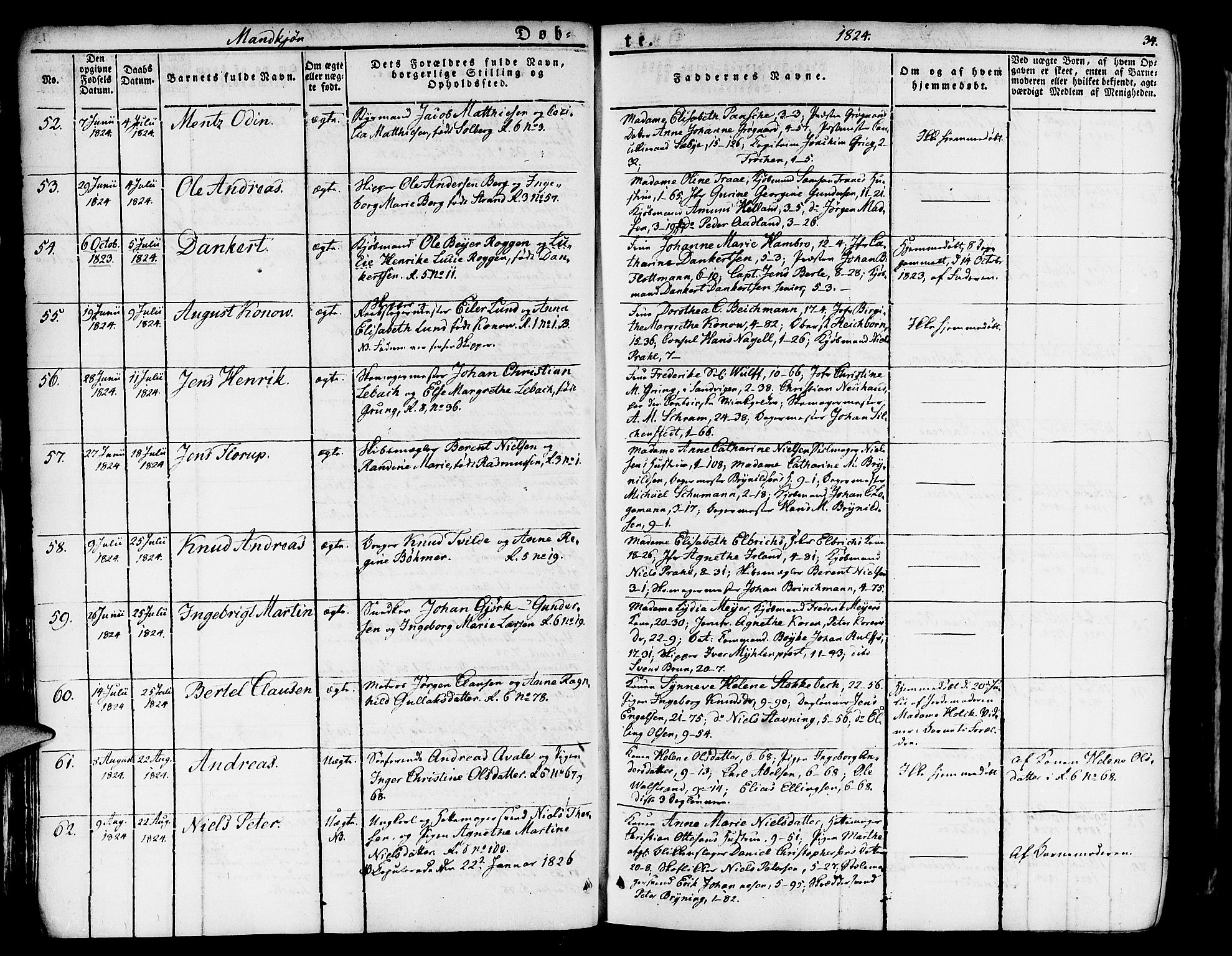 Nykirken Sokneprestembete, SAB/A-77101/H/Haa/L0012: Parish register (official) no. A 12, 1821-1844, p. 34