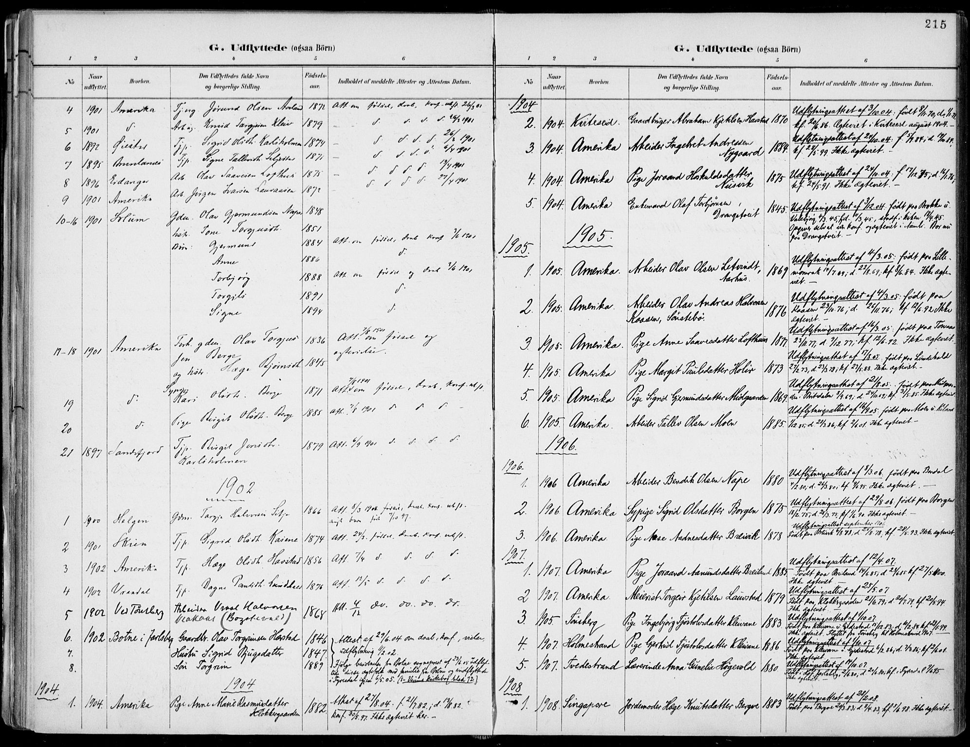 Fyresdal kirkebøker, AV/SAKO-A-263/F/Fa/L0007: Parish register (official) no. I 7, 1887-1914, p. 215