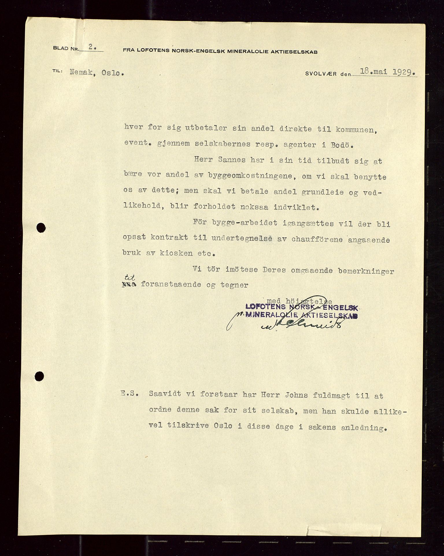 Pa 1521 - A/S Norske Shell, AV/SAST-A-101915/E/Ea/Eaa/L0018: Sjefskorrespondanse, 1929, p. 26