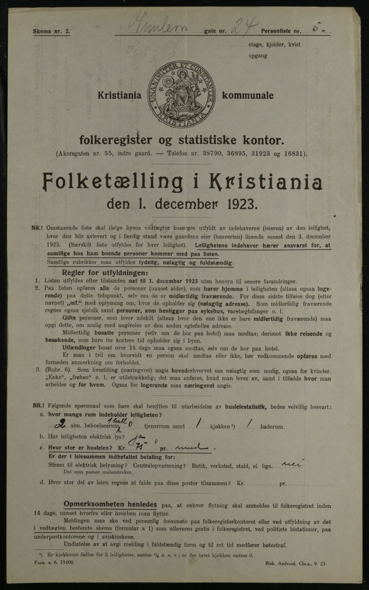 OBA, Municipal Census 1923 for Kristiania, 1923, p. 33181