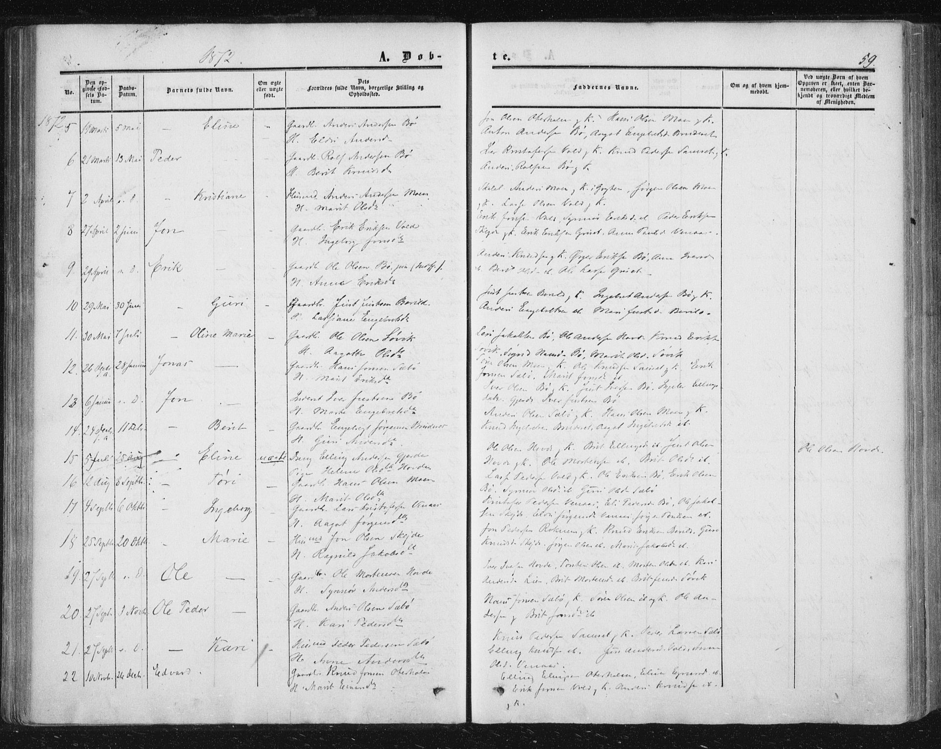 Ministerialprotokoller, klokkerbøker og fødselsregistre - Møre og Romsdal, AV/SAT-A-1454/543/L0562: Parish register (official) no. 543A02, 1854-1884, p. 59
