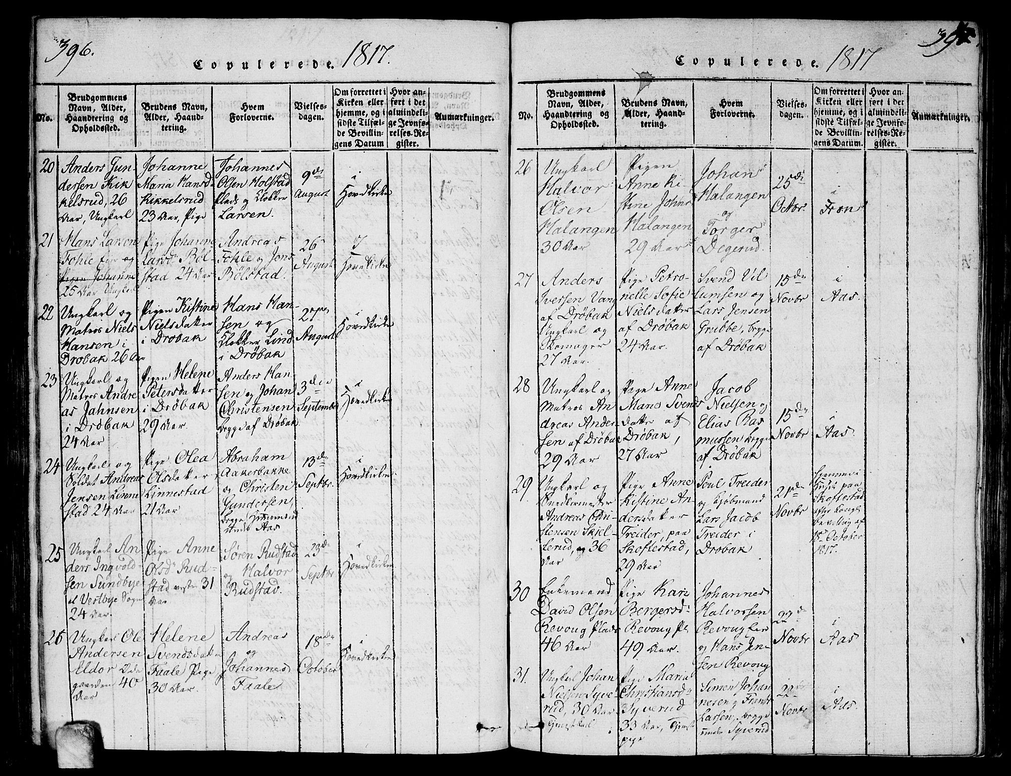 Ås prestekontor Kirkebøker, SAO/A-10894/F/Fa/L0003: Parish register (official) no. I 3, 1814-1818, p. 396-397